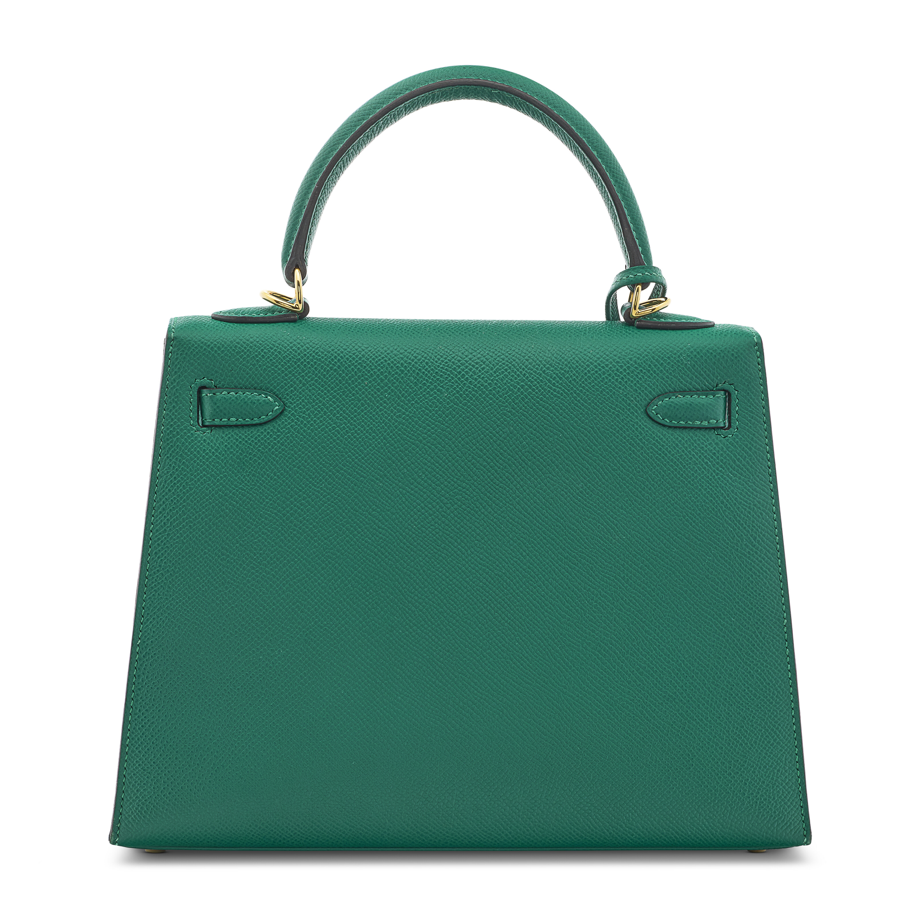 A MALACHITE EPSOM LEATHER SELLIER KELLY 25 WITH GOLD HARDWARE
