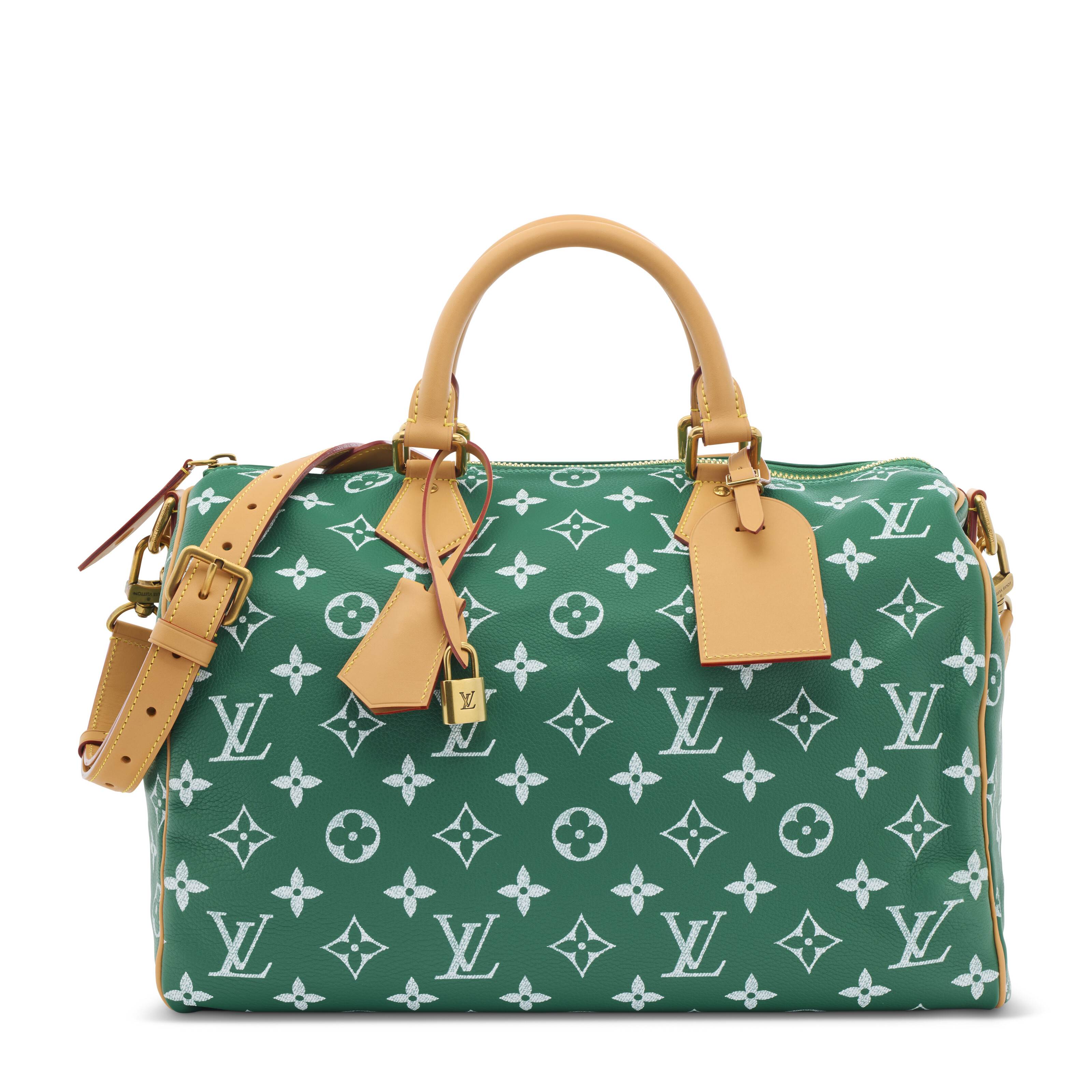 A LIMITED EDITION GREEN MAT MONOGRAM & NATURAL LEATHER BANDOULIÈRE