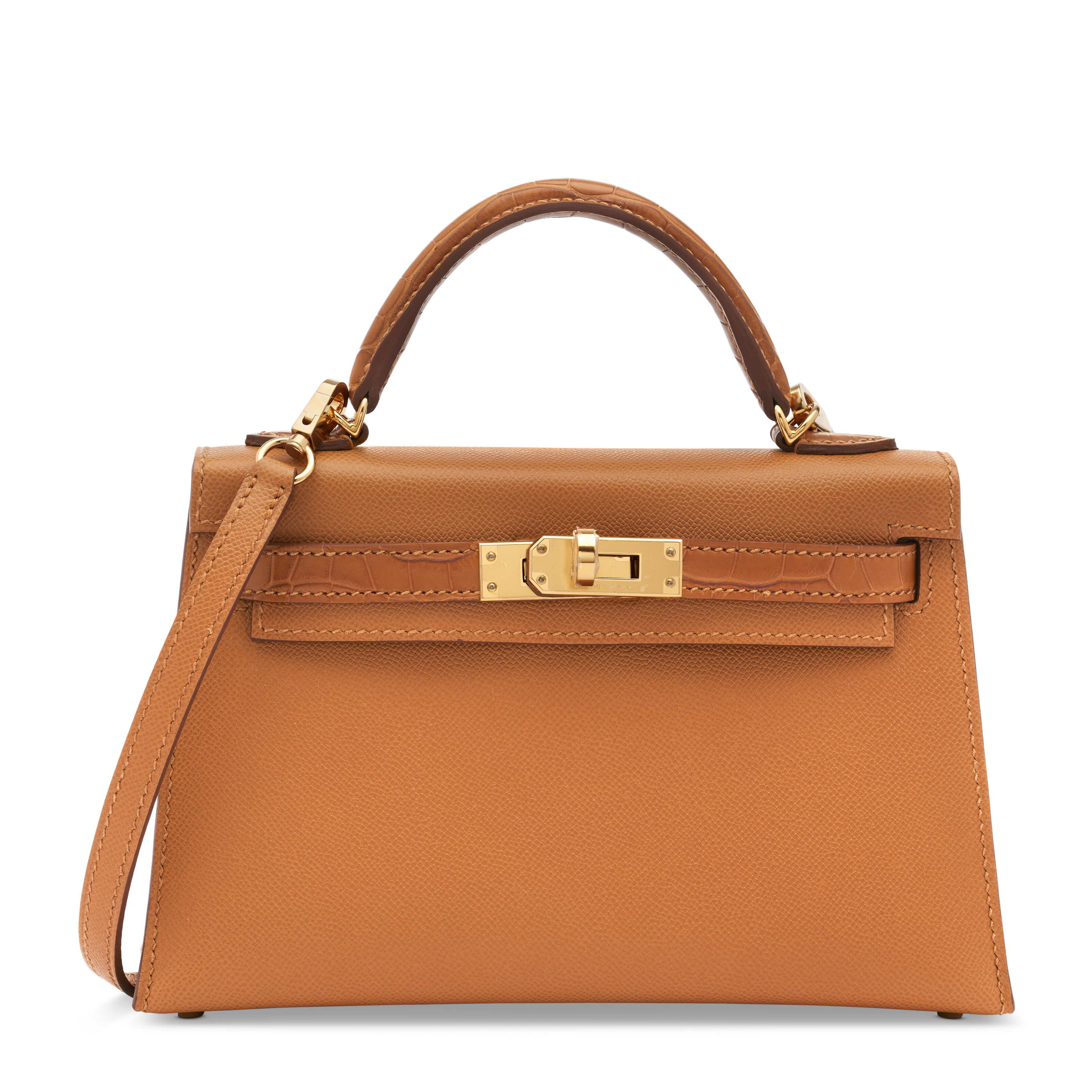 A LIMITED EDITION GOLD VEAU MADAME LEATHER & MATTE ALLIGATOR TOUCH MINI ...