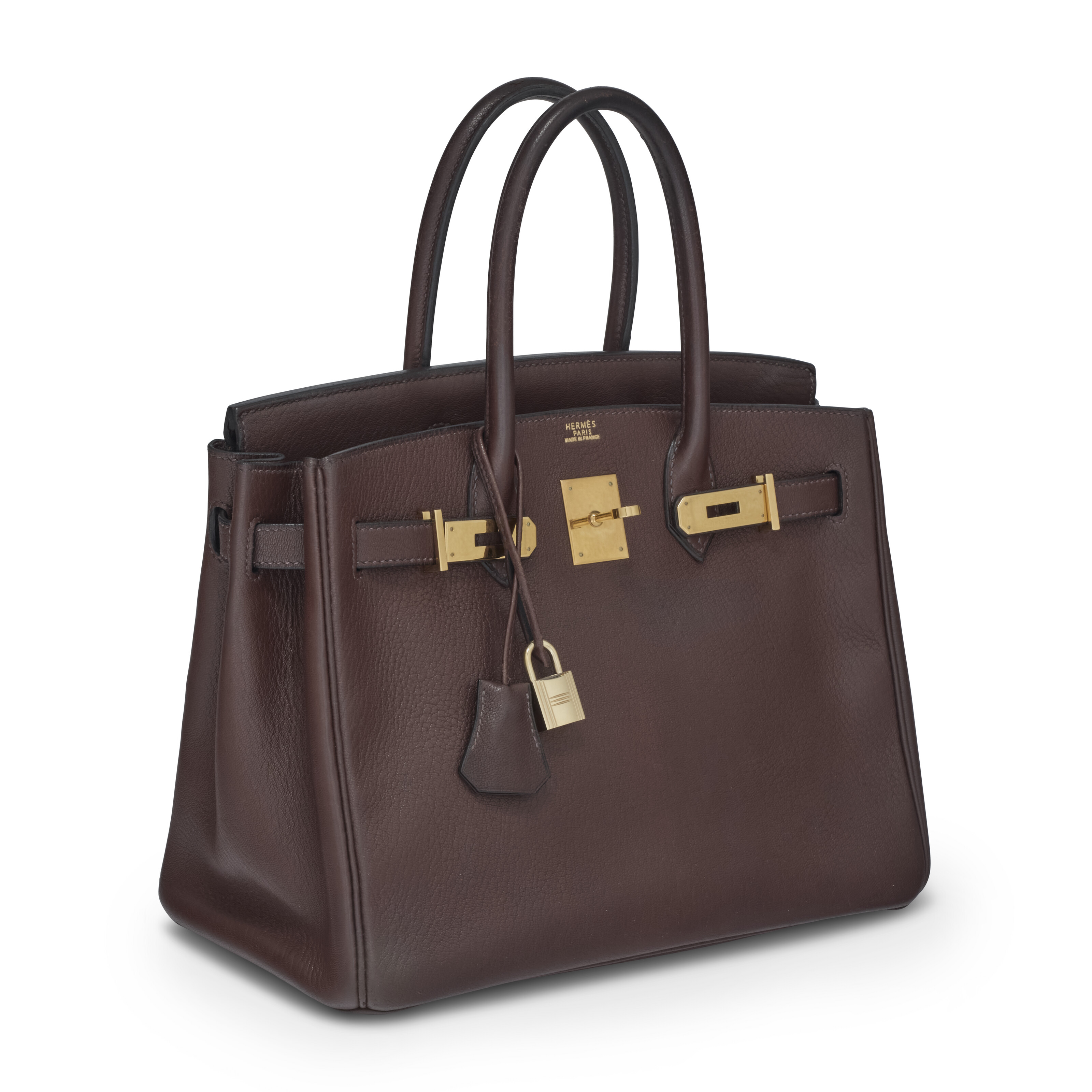 A MARRON FONCÉ CHÈVRE LEATHER BIRKIN 30 WITH GOLD HARDWARE, HERMÈS