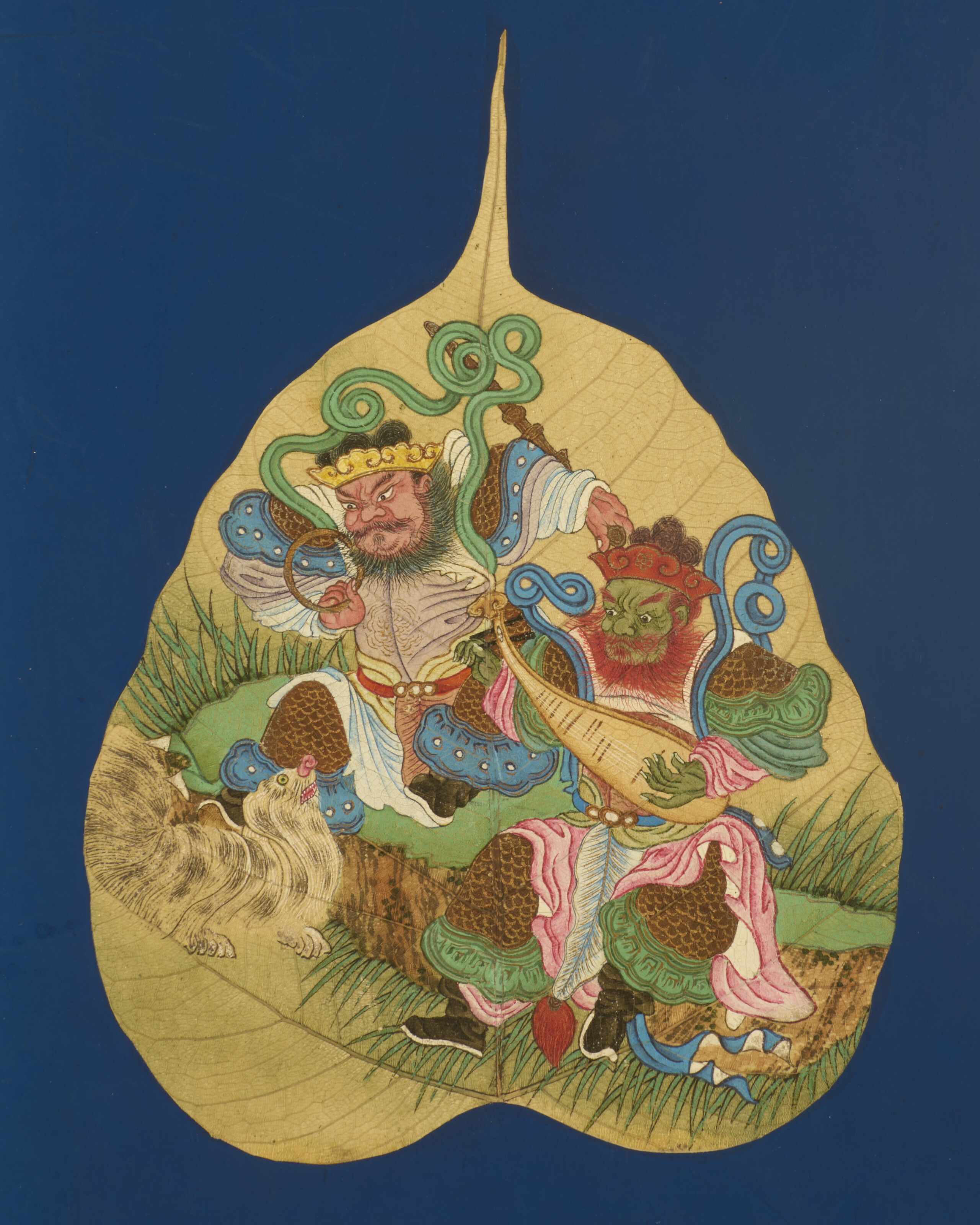 清十八/十九世紀菩提葉彩繪羅漢圖冊頁二十一開, CHINE, DYNASTIE QING