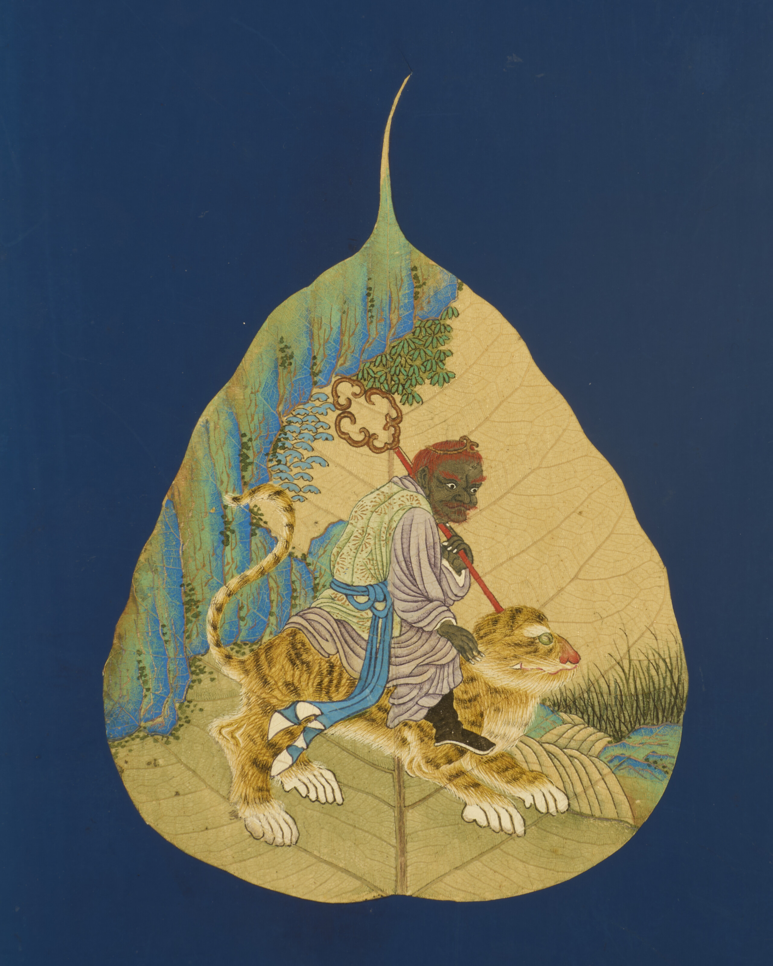 清十八/十九世紀菩提葉彩繪羅漢圖冊頁二十一開, CHINE, DYNASTIE QING