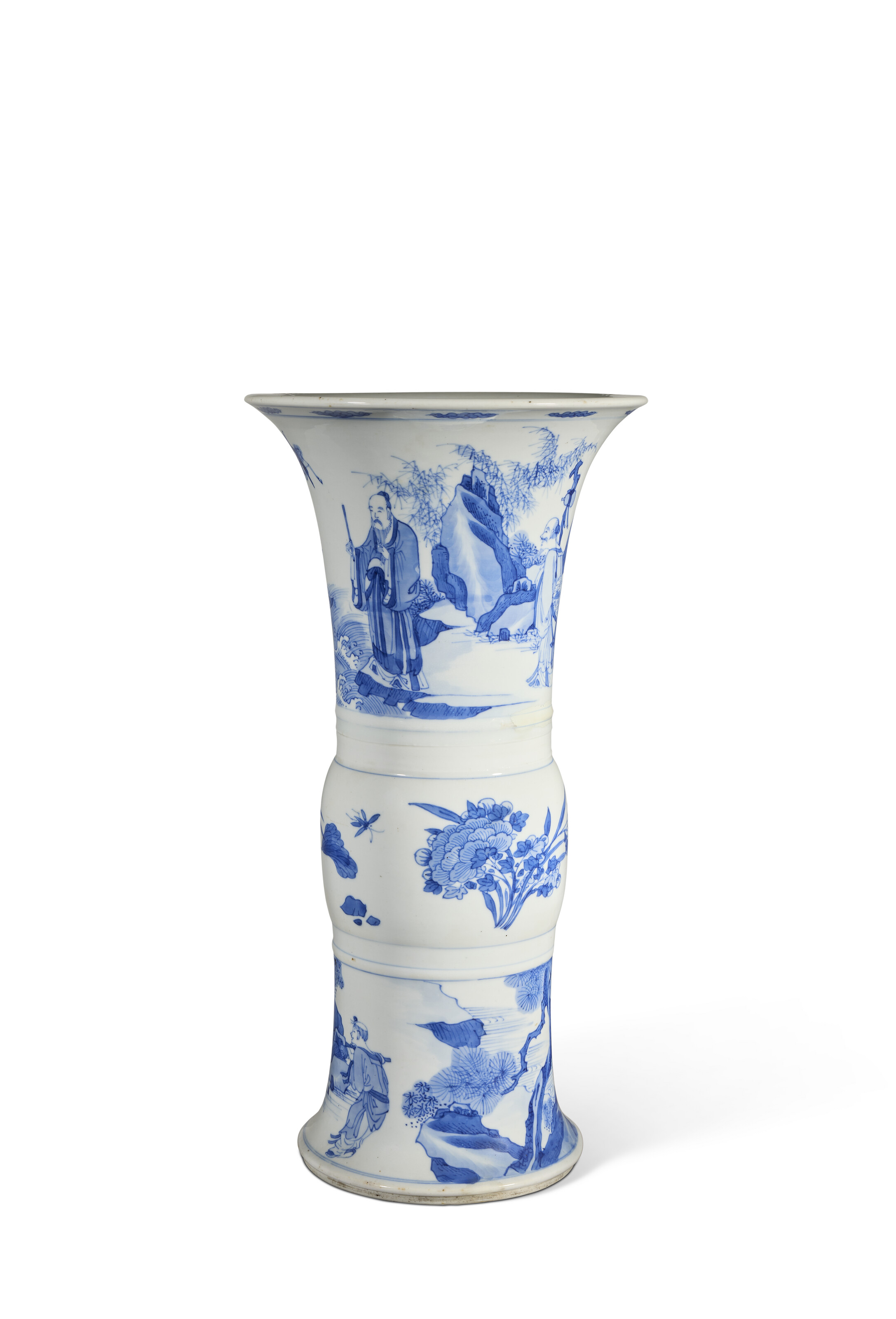 清康熙青花人物风景纹花觚, CHINA, QING DYNASTY, KANGXI PERIOD (1662