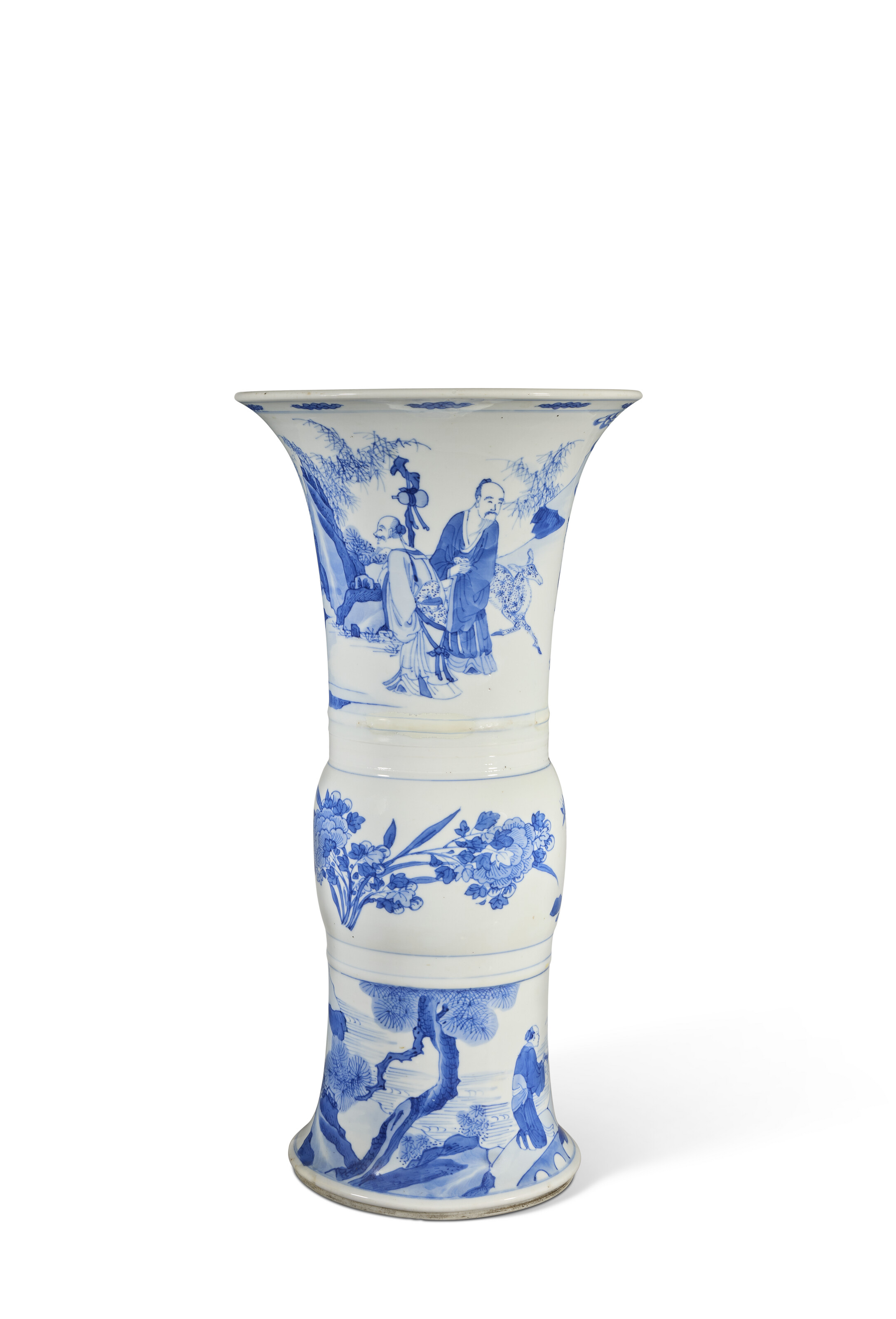 清康熙青花人物风景纹花觚, CHINA, QING DYNASTY, KANGXI PERIOD (1662