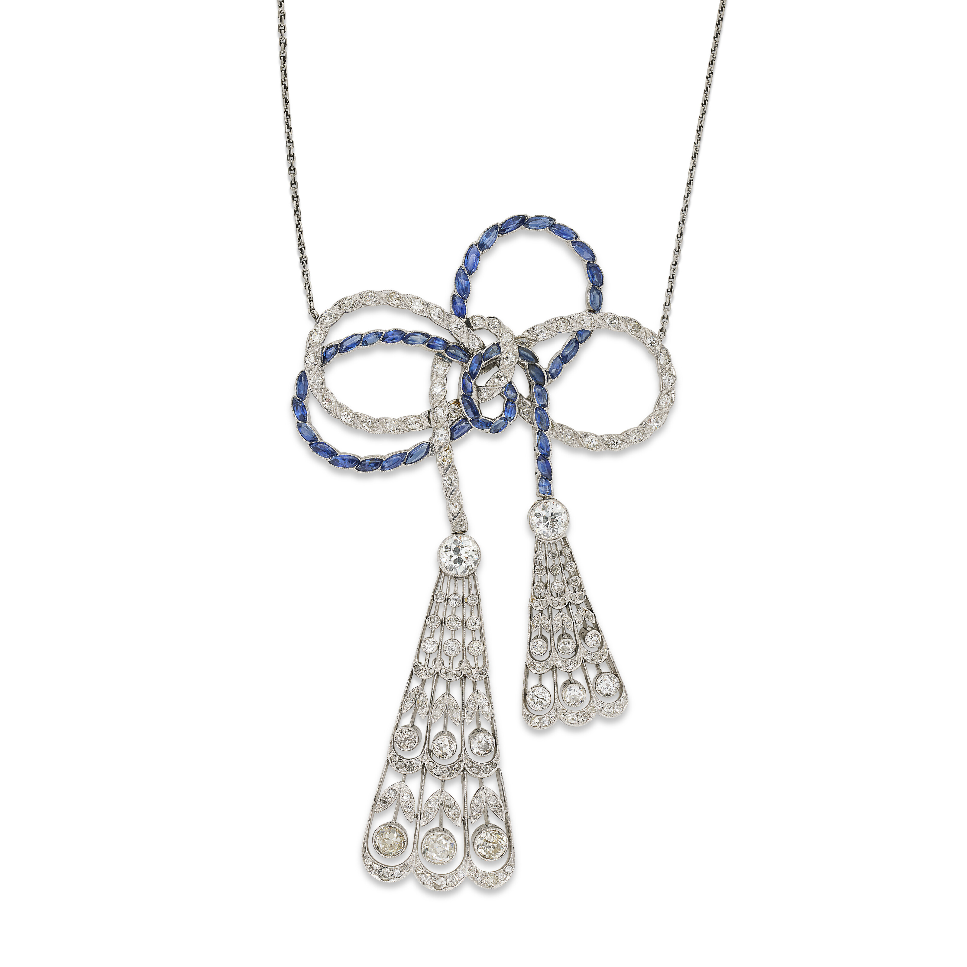 COLLIER NÉGLIGÉ SAPHIRS ET DIAMANTS BELLE ÉPOQUE image 2