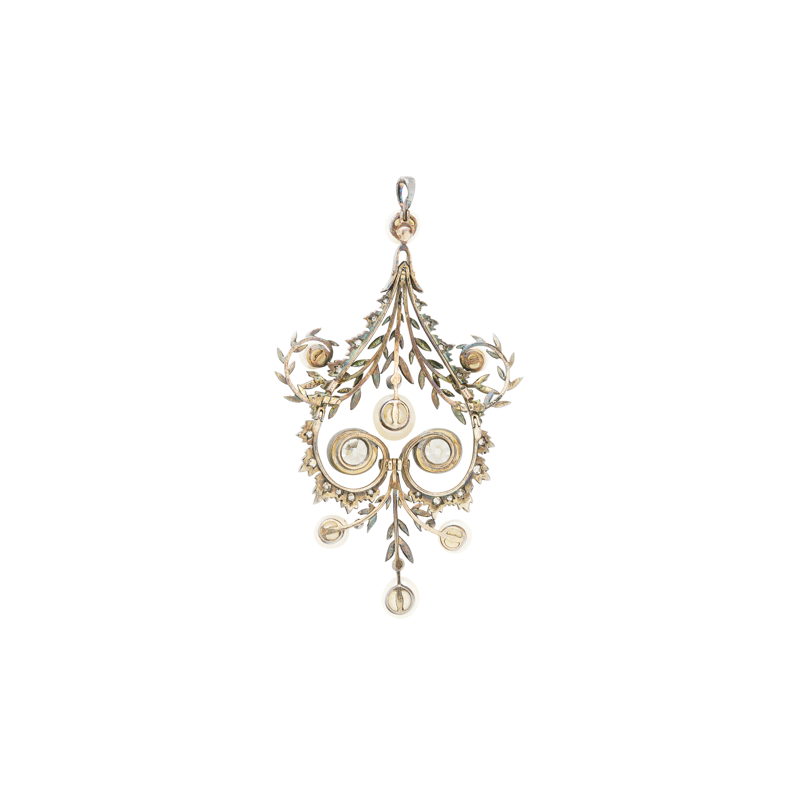 PENDENTIF PERLES FINES ET DIAMANTS MILIEU DU XIXe SIÈCLE image 2