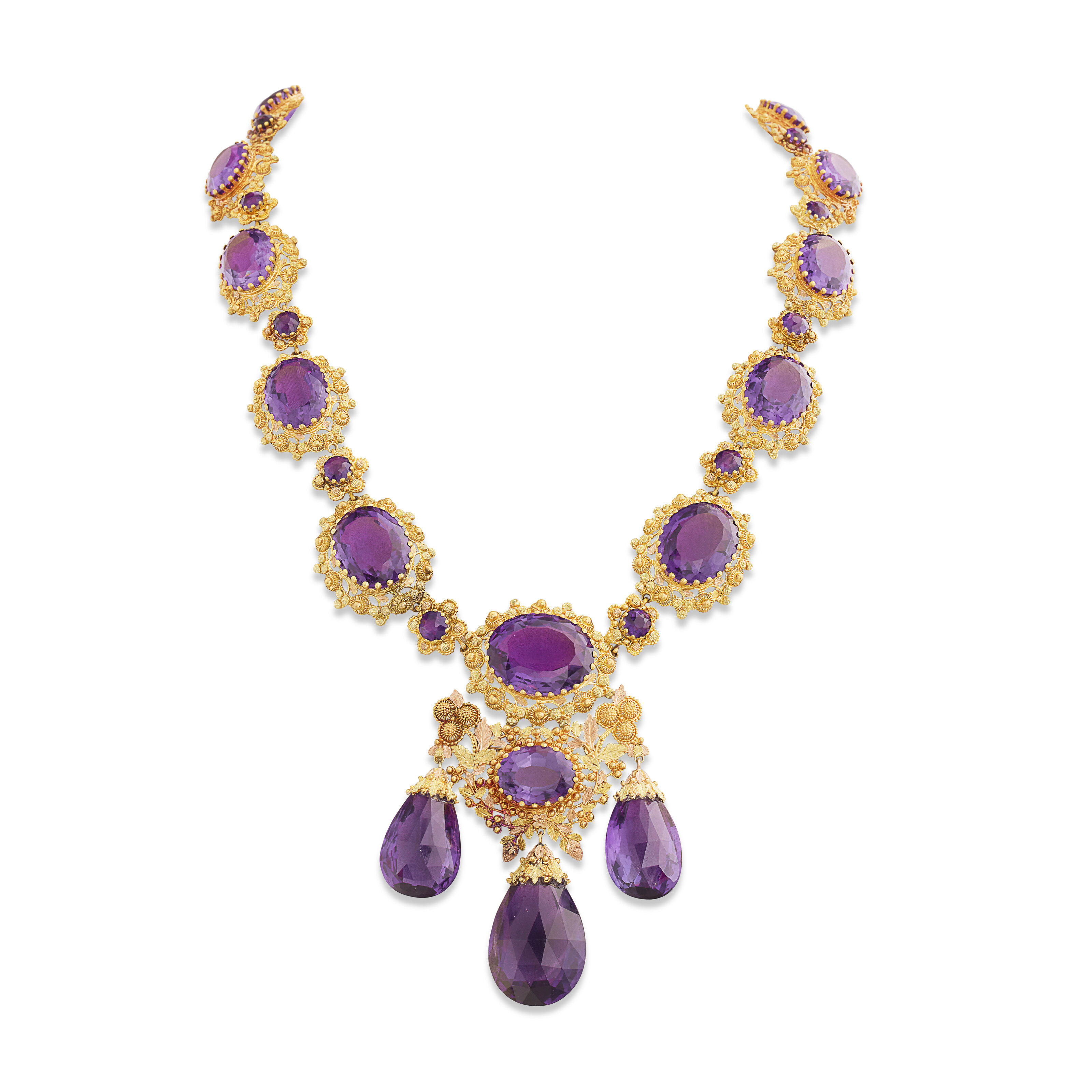 DEMI-PARURE TRANSFORMABLE AMÉTHYSTES, MILIEU DU XIXe SIÈCLE