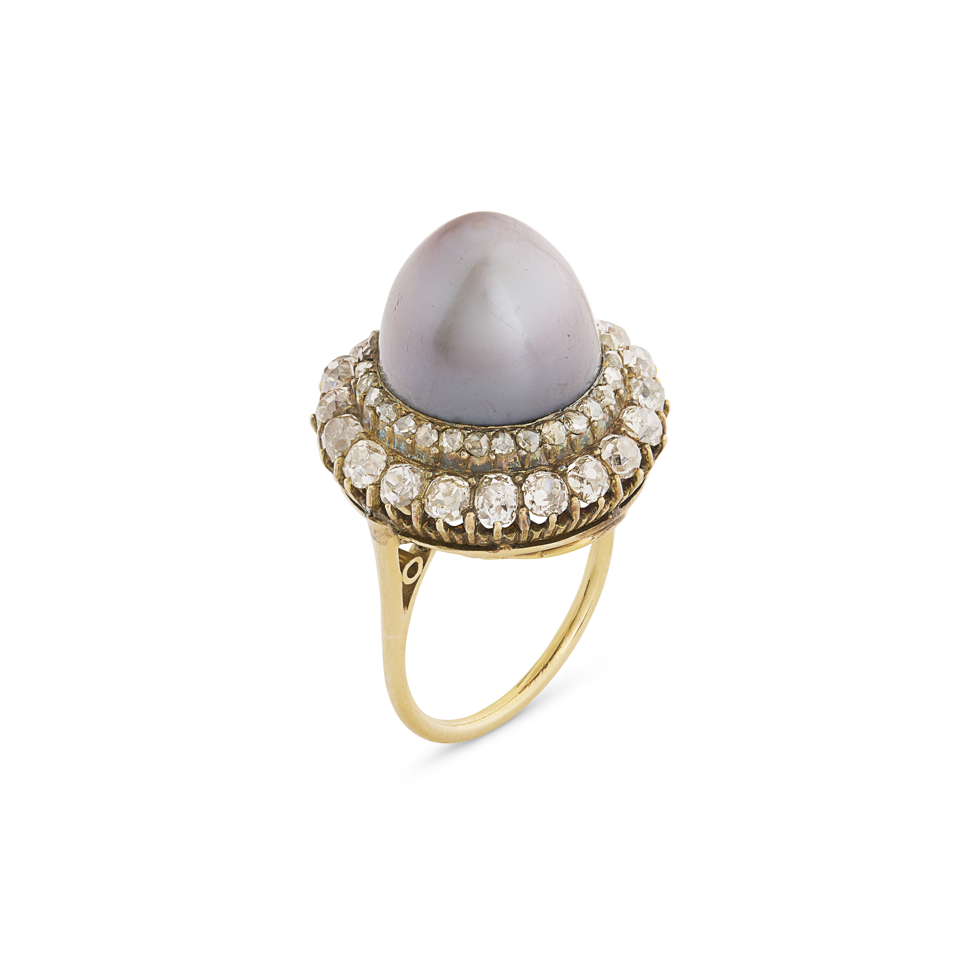 BAGUE PERLE FINE ET DIAMANTS DÉBUT DU XXe SIÈCLE