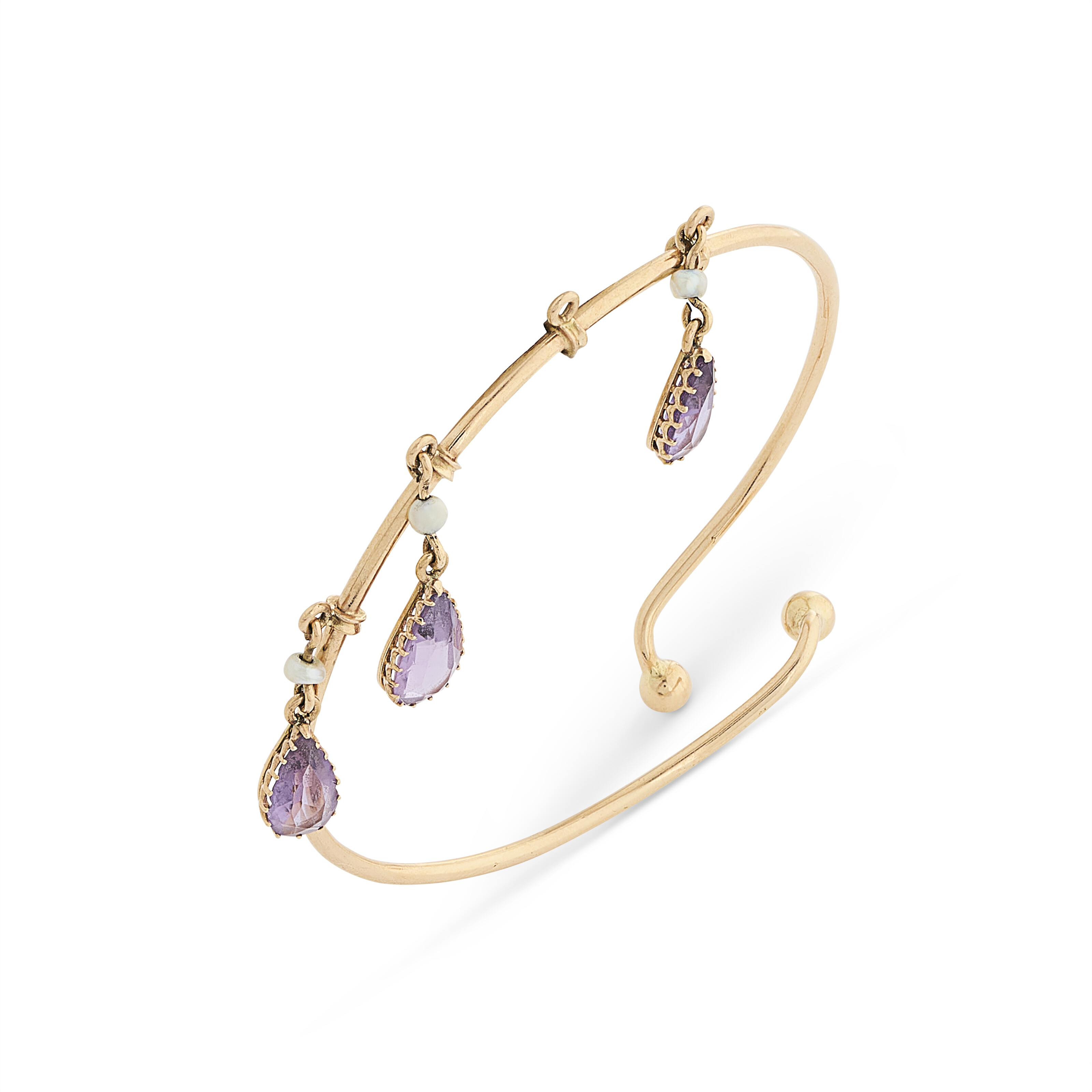 COLLIER TRANSFORMABLE, BROCHE TRANSFORMABLE ET PAIRE DE BOUCLES D'OREILLES AMÉTHYSTES, PERLES ET DIAMANTS FIN DU XIXe SIÈCLE image 6