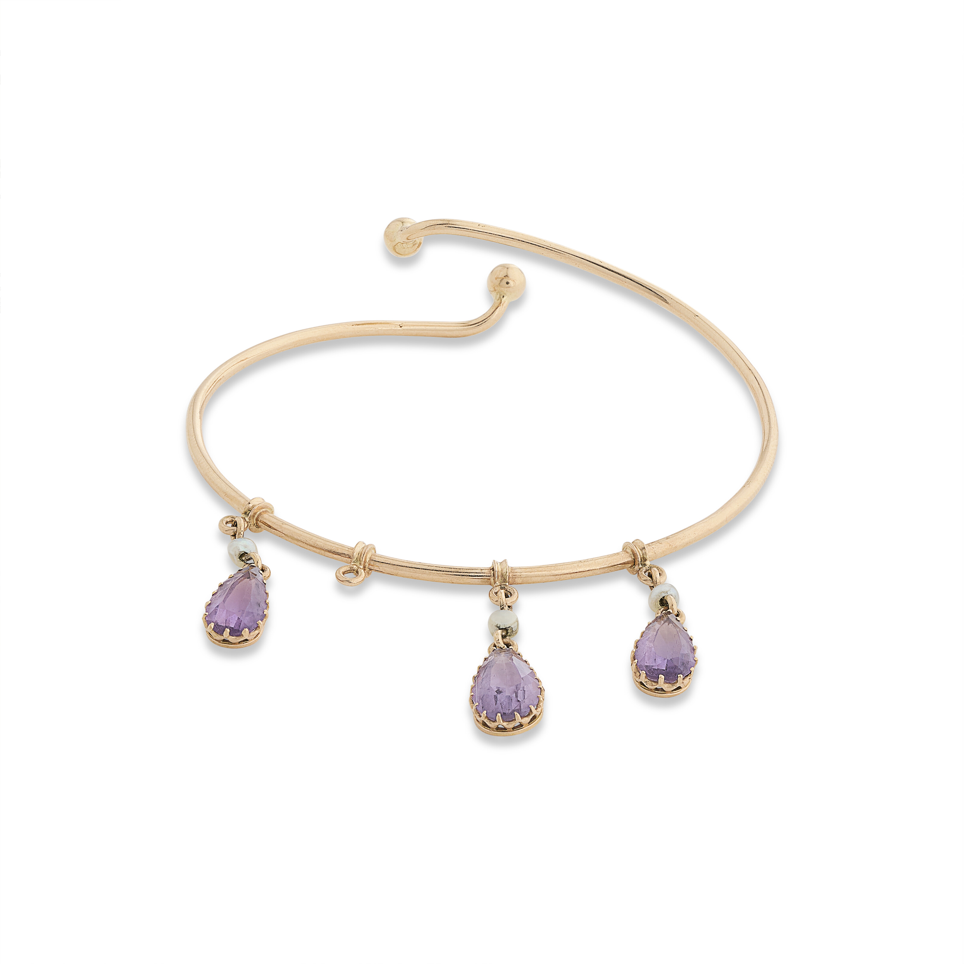 COLLIER TRANSFORMABLE, BROCHE TRANSFORMABLE ET PAIRE DE BOUCLES D'OREILLES AMÉTHYSTES, PERLES ET DIAMANTS FIN DU XIXe SIÈCLE image 8