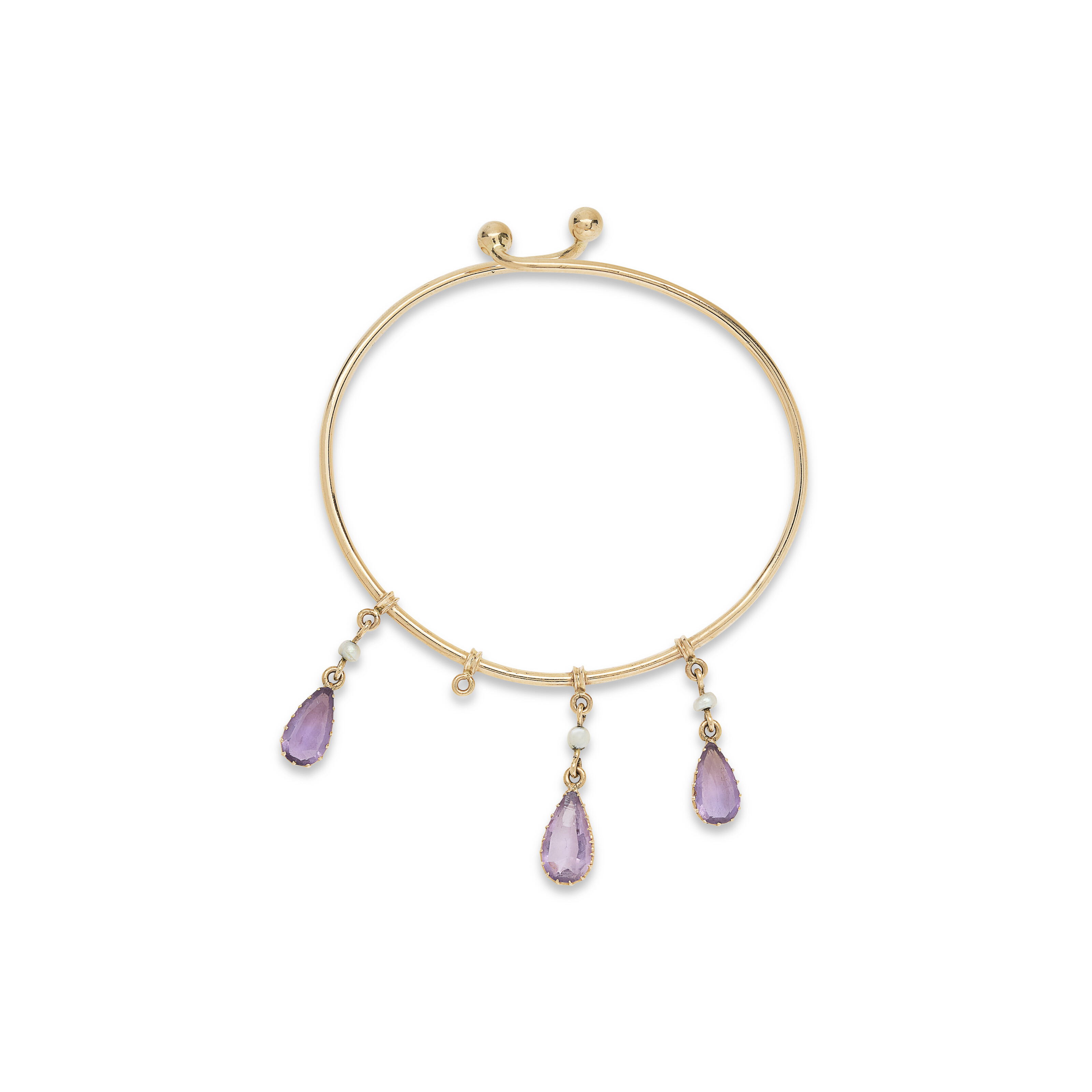 COLLIER TRANSFORMABLE, BROCHE TRANSFORMABLE ET PAIRE DE BOUCLES D'OREILLES AMÉTHYSTES, PERLES ET DIAMANTS FIN DU XIXe SIÈCLE image 9