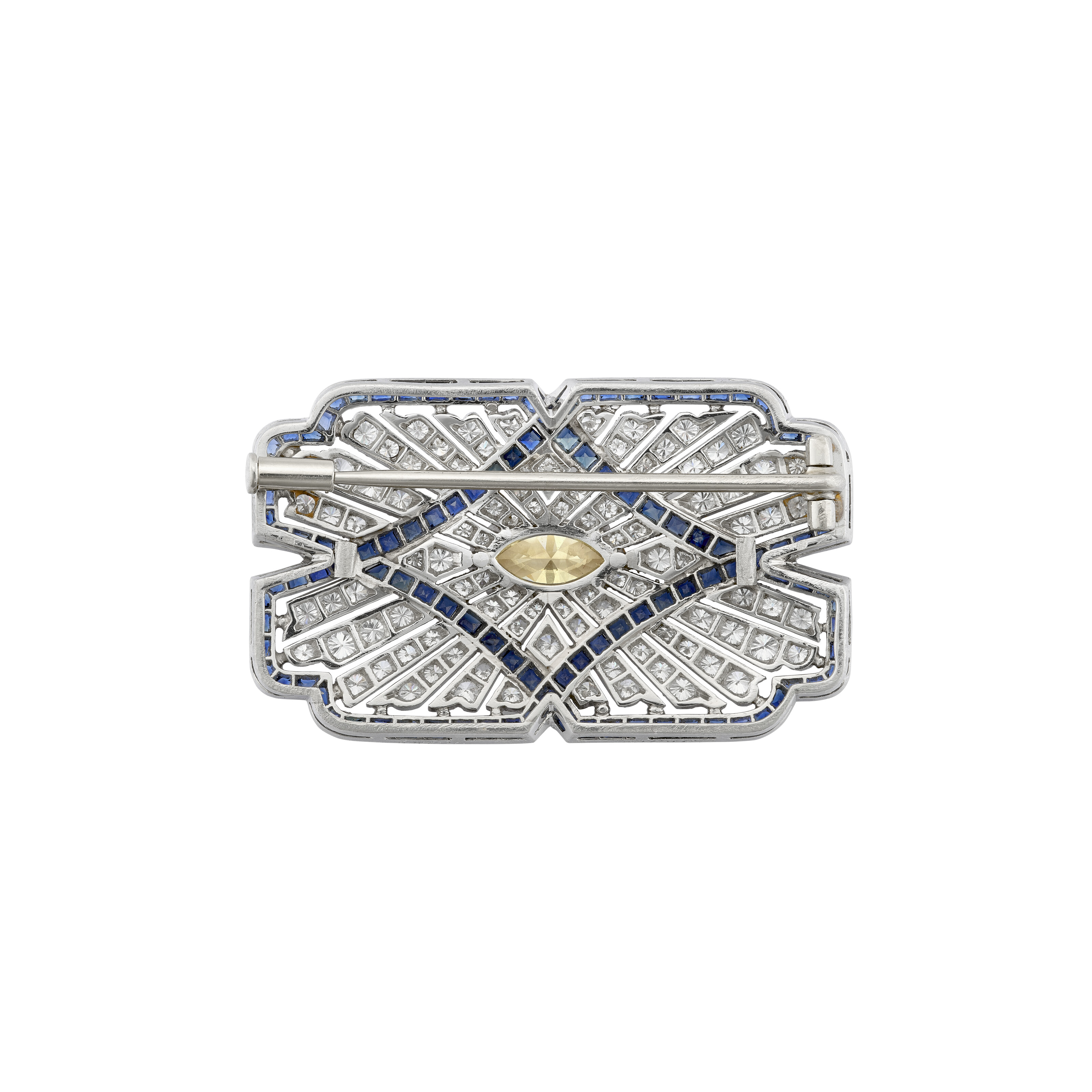 CARTIER BROCHE ART DÉCO DIAMANT DE COULEUR, SAPHIRS ET DIAMANTS image 2