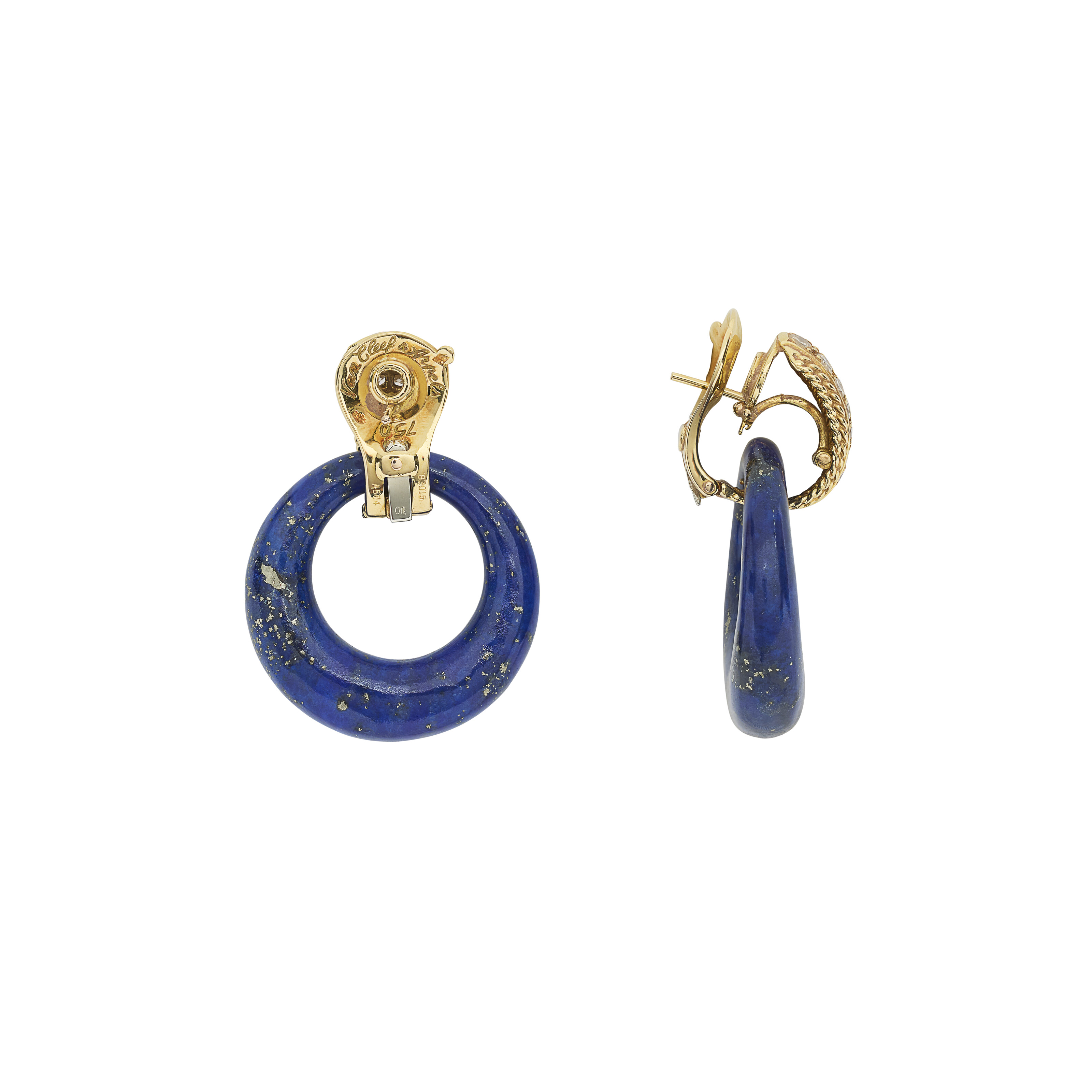 VAN CLEEF & ARPELS PAIRE DE BOUCLES D'OREILLES INTERCHANGEABLES PIERRES DE COULEURS, AMBRE, BOIS D'AMOURETTE, NACRE, DIAMANTS ET OR 'PHILIPPINE' image 6