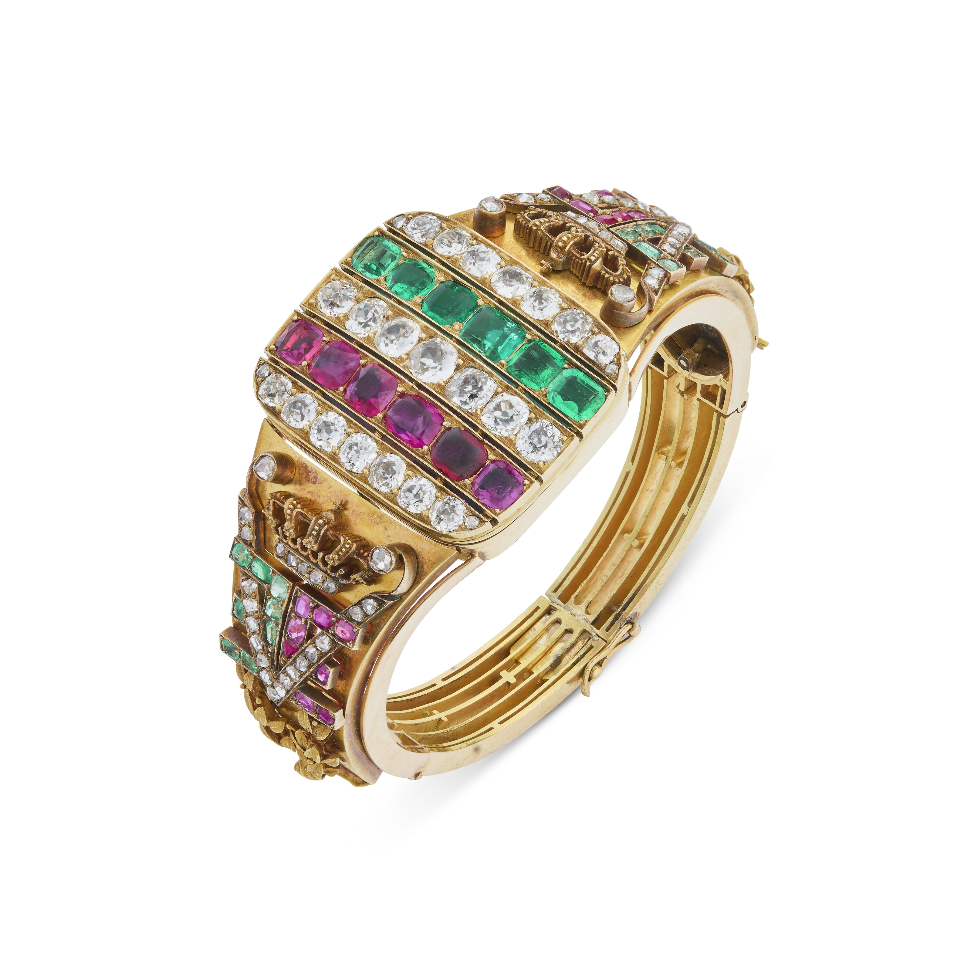 BRACELET PIERRES DE COULEUR ET DIAMANTS FIN DU XIXe SIÈCLE