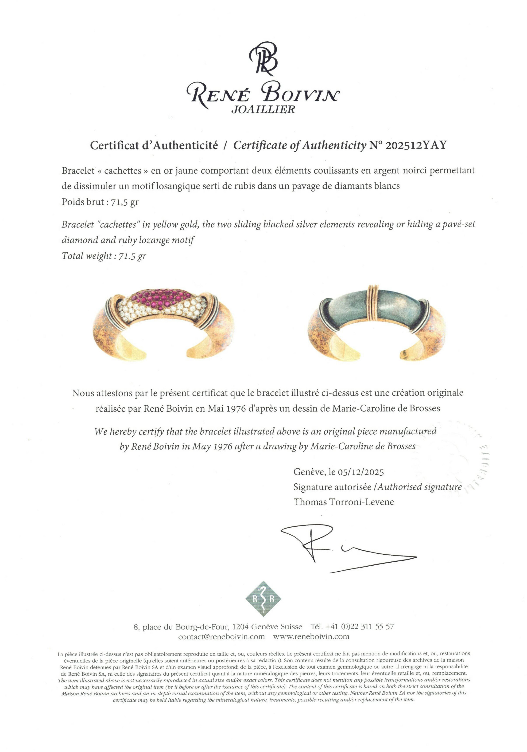 RENÉ BOIVIN BRACELET JONC RUBIS ET DIAMANTS ‘CACHETTES’ image 9