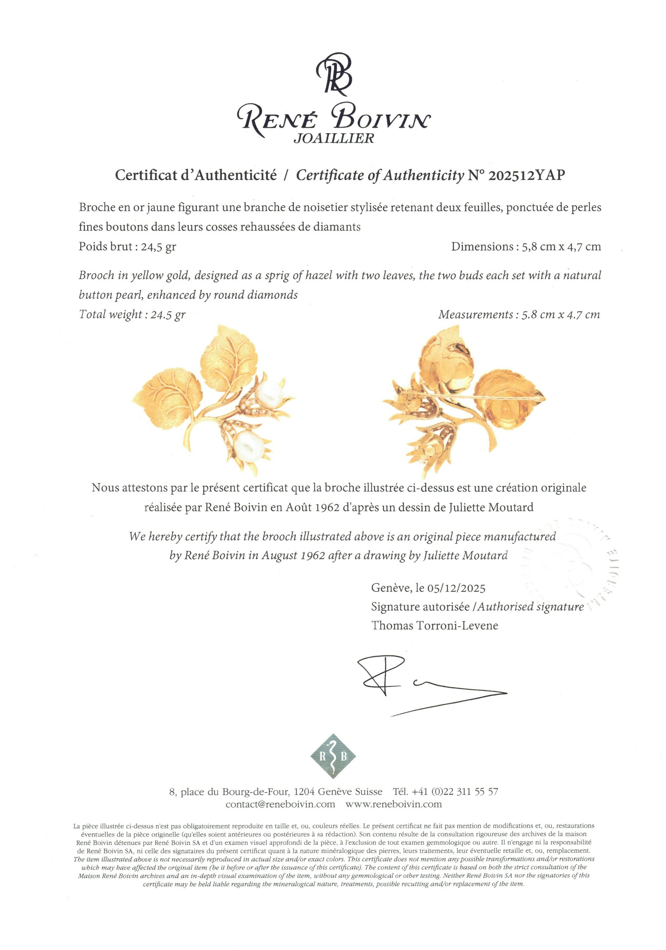 RENÉ BOIVIN BROCHE PERLES FINES ET DIAMANTS image 4