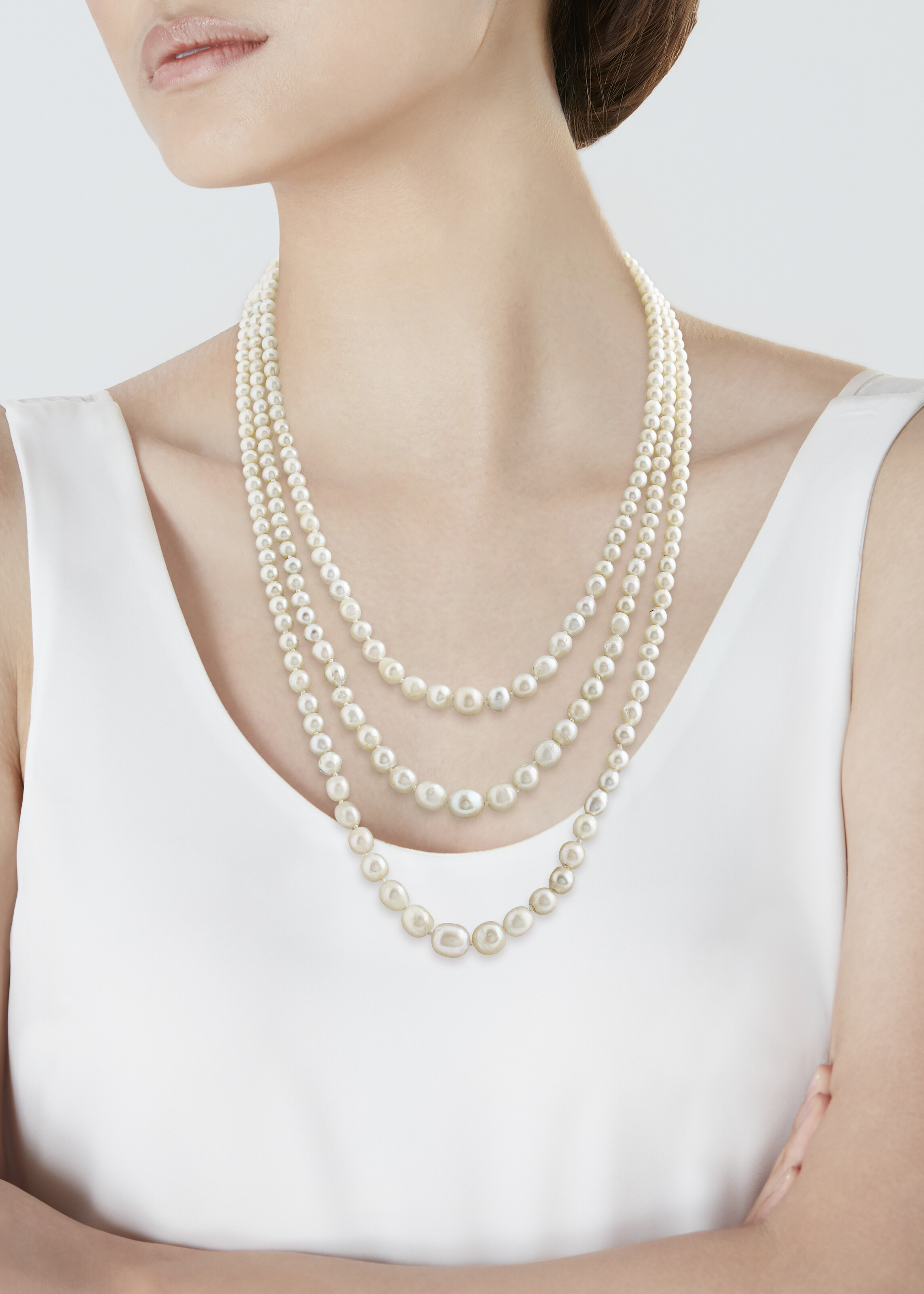 COLLIER 284 PERLES FINES ET 5 PERLES DE CULTURE, RUBIS SYNTHÉTIQUE ET DIAMANTS image 5