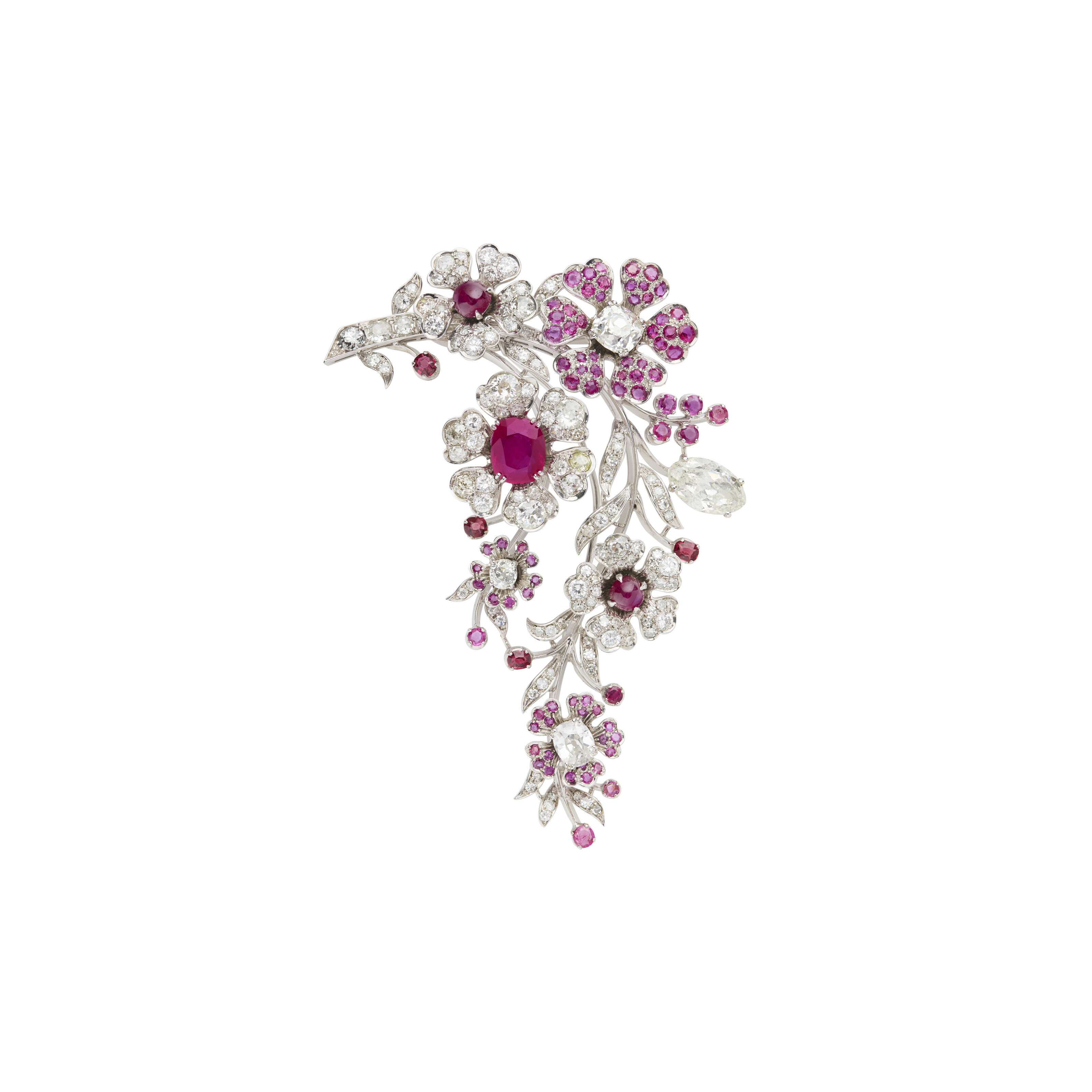 BROCHE RUBIS ET DIAMANTS