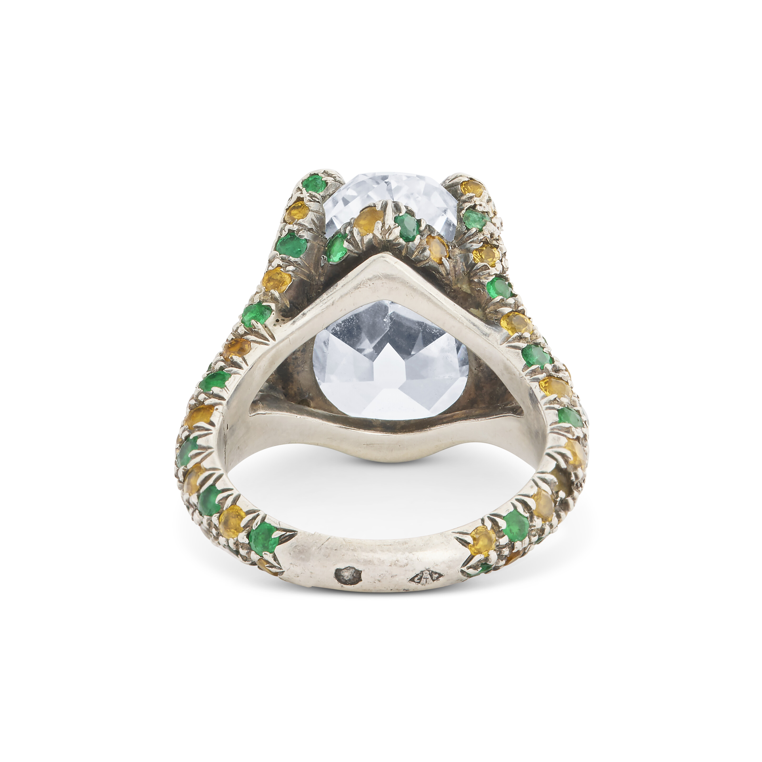 BAGUE DIAMANT, ÉMERAUDES ET SAPHIRS DE COULEUR image 4