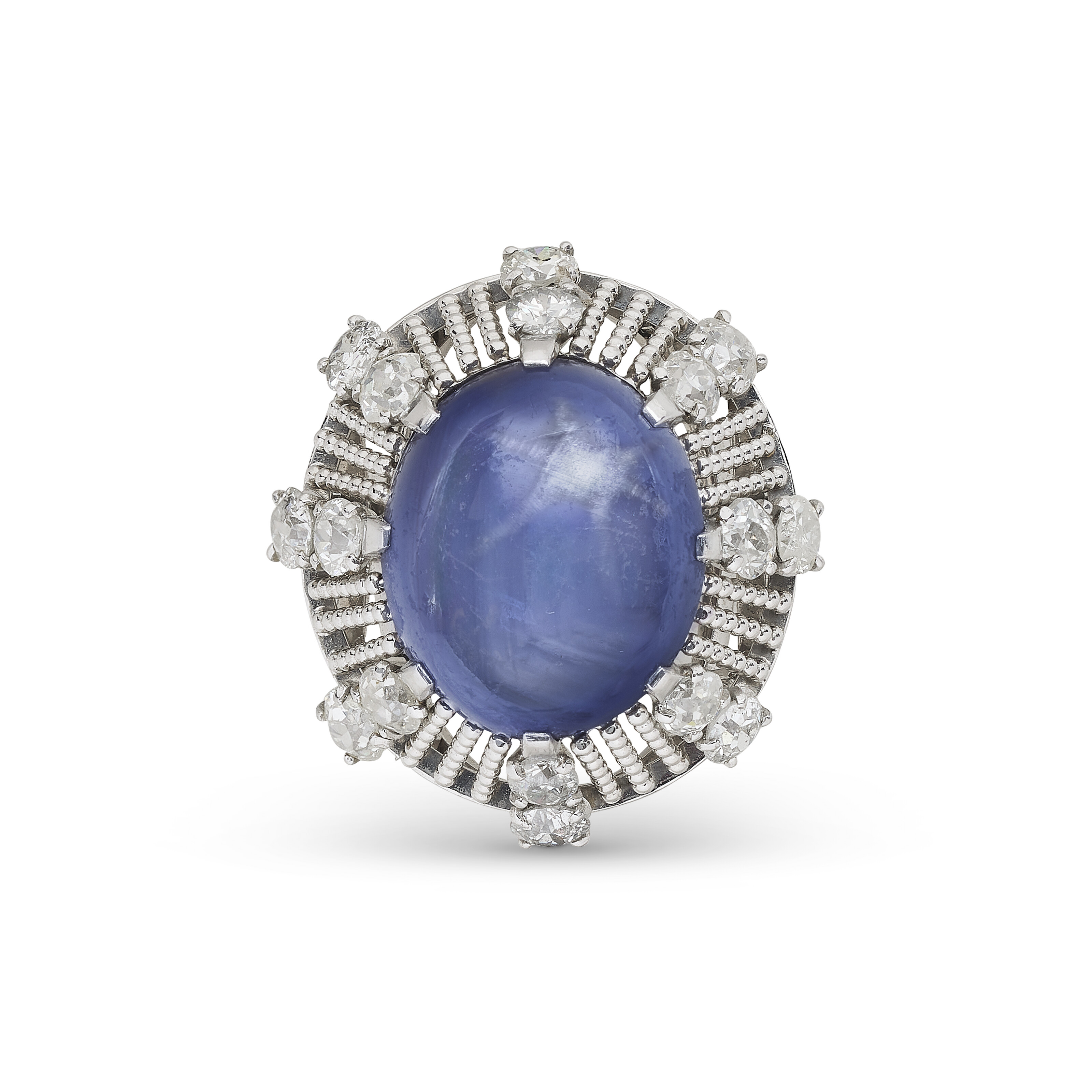 BAGUE SAPHIR ÉTOILÉ ET DIAMANTS