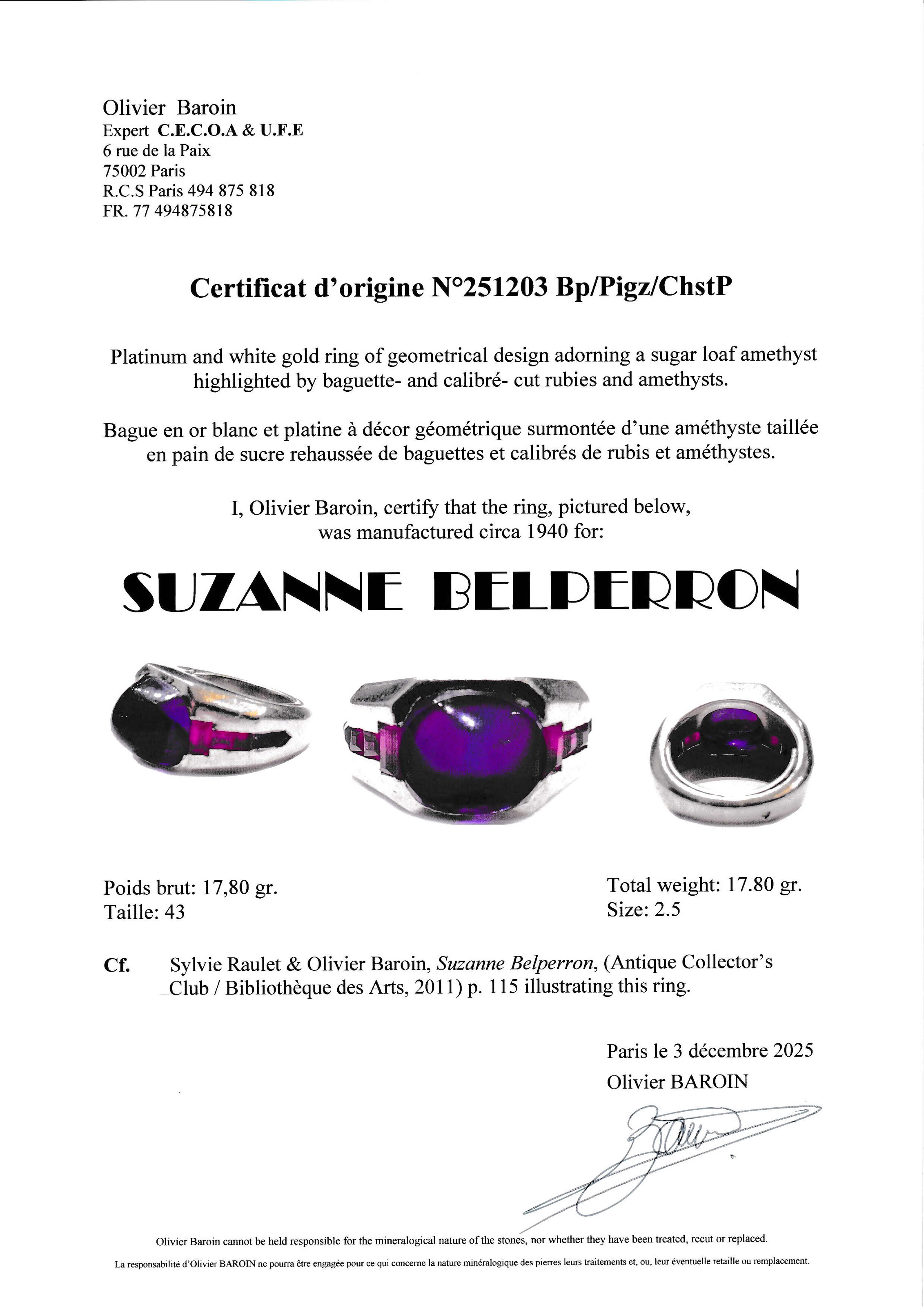 SUZANNE BELPERRON BAGUE AMÉTHYSTES ET RUBIS image 6