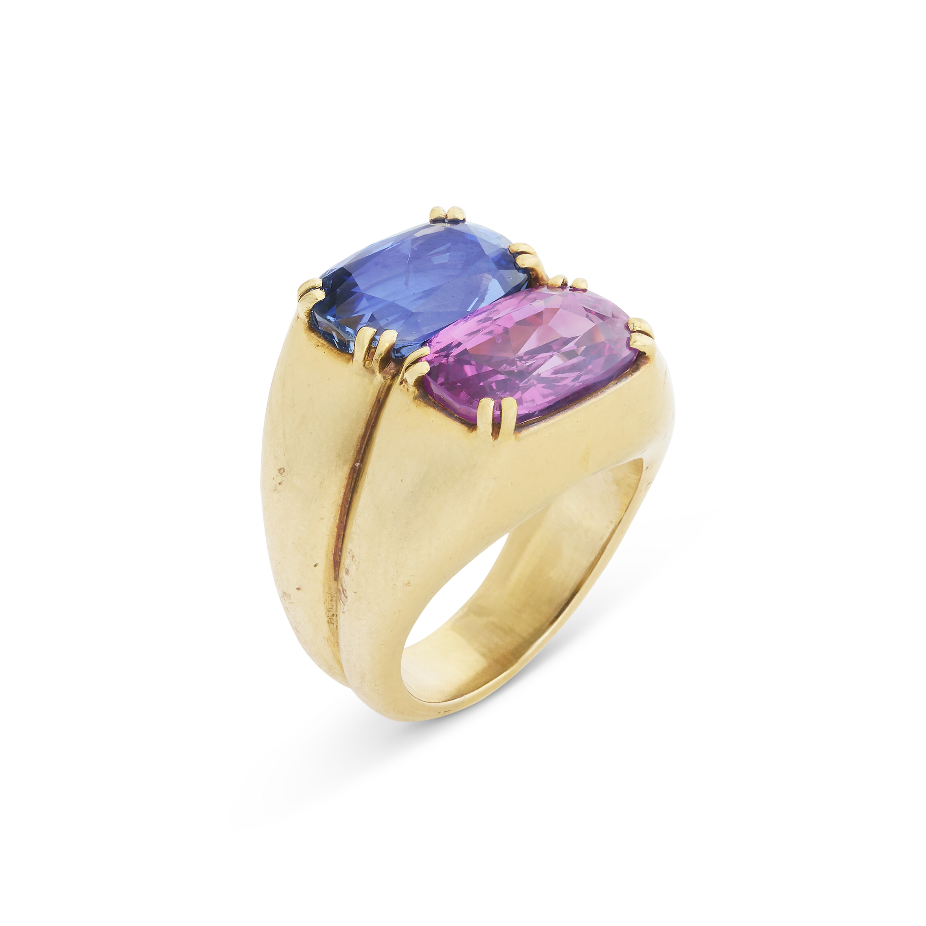 Suzanne Belperron. A sapphire and coloured sapphire 'Double Corps' ring, 1967, offered in Joaillerie Paris until 17 December 2025 at Christie's Online