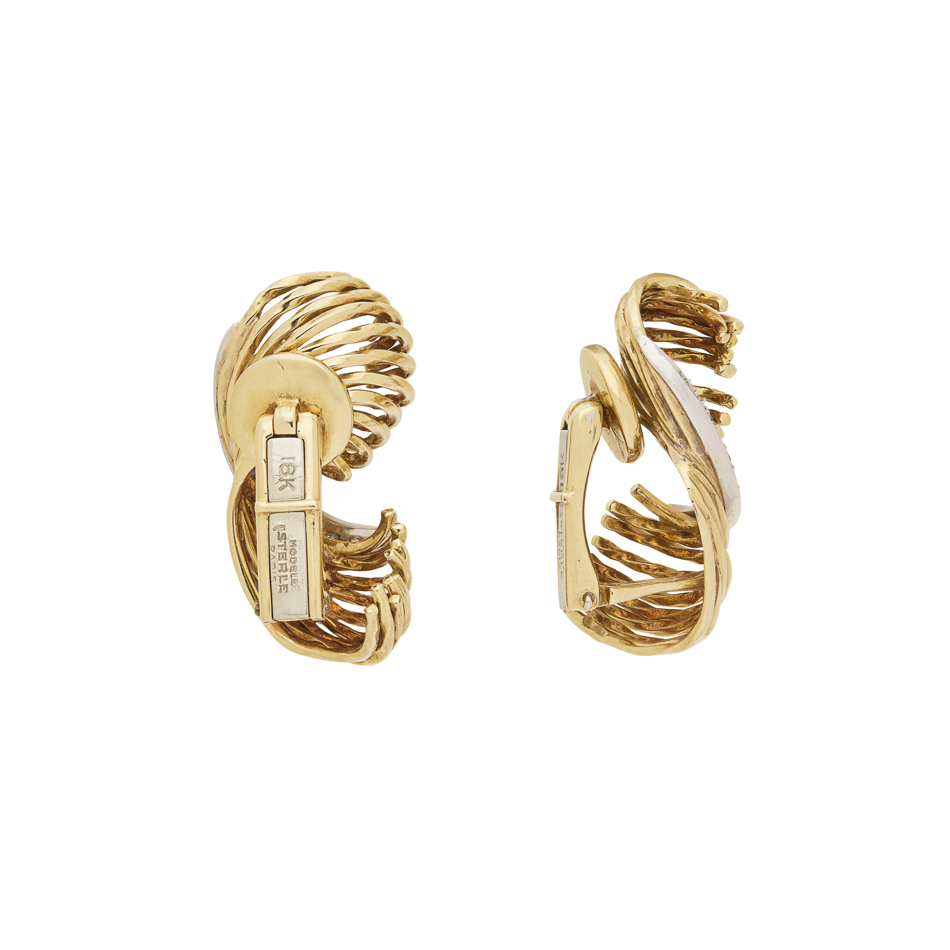 STERLÉ PAIRE DE BOUCLES D'OREILLES DIAMANTS image 2