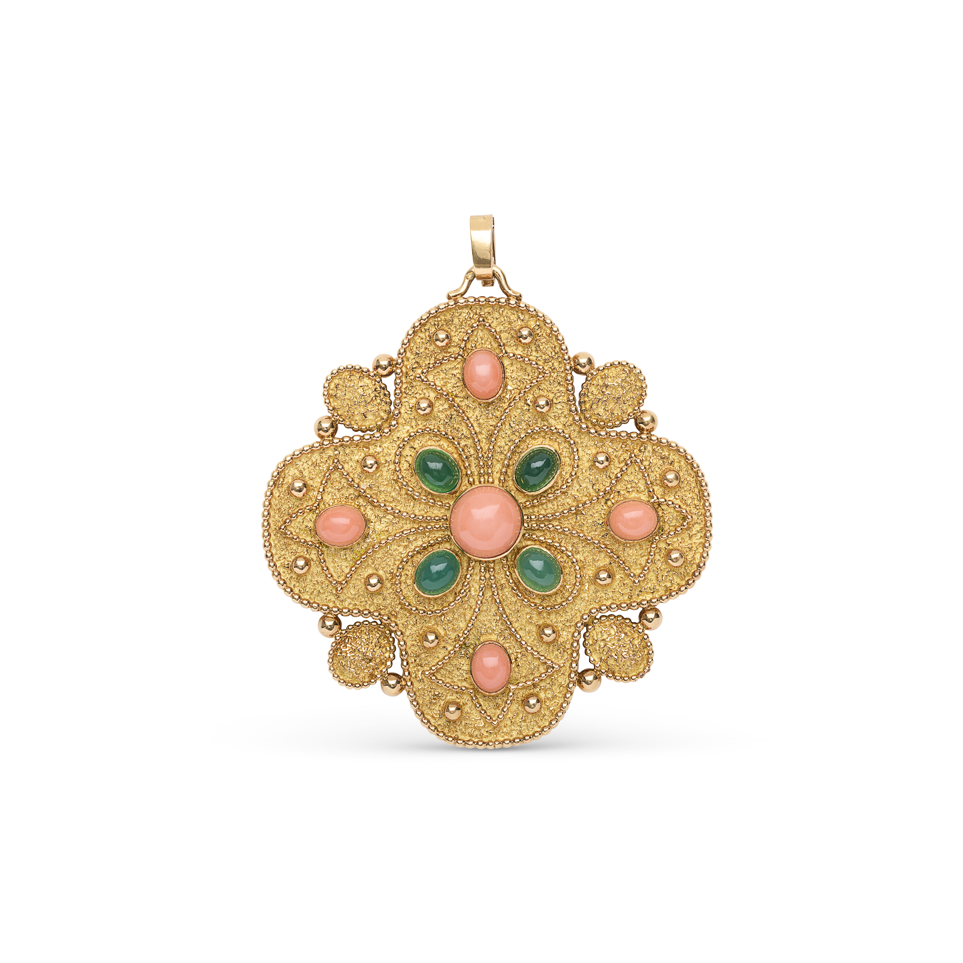 VAN CLEEF & ARPELS PENDENTIF CORAIL ET CHRYSOPRASE