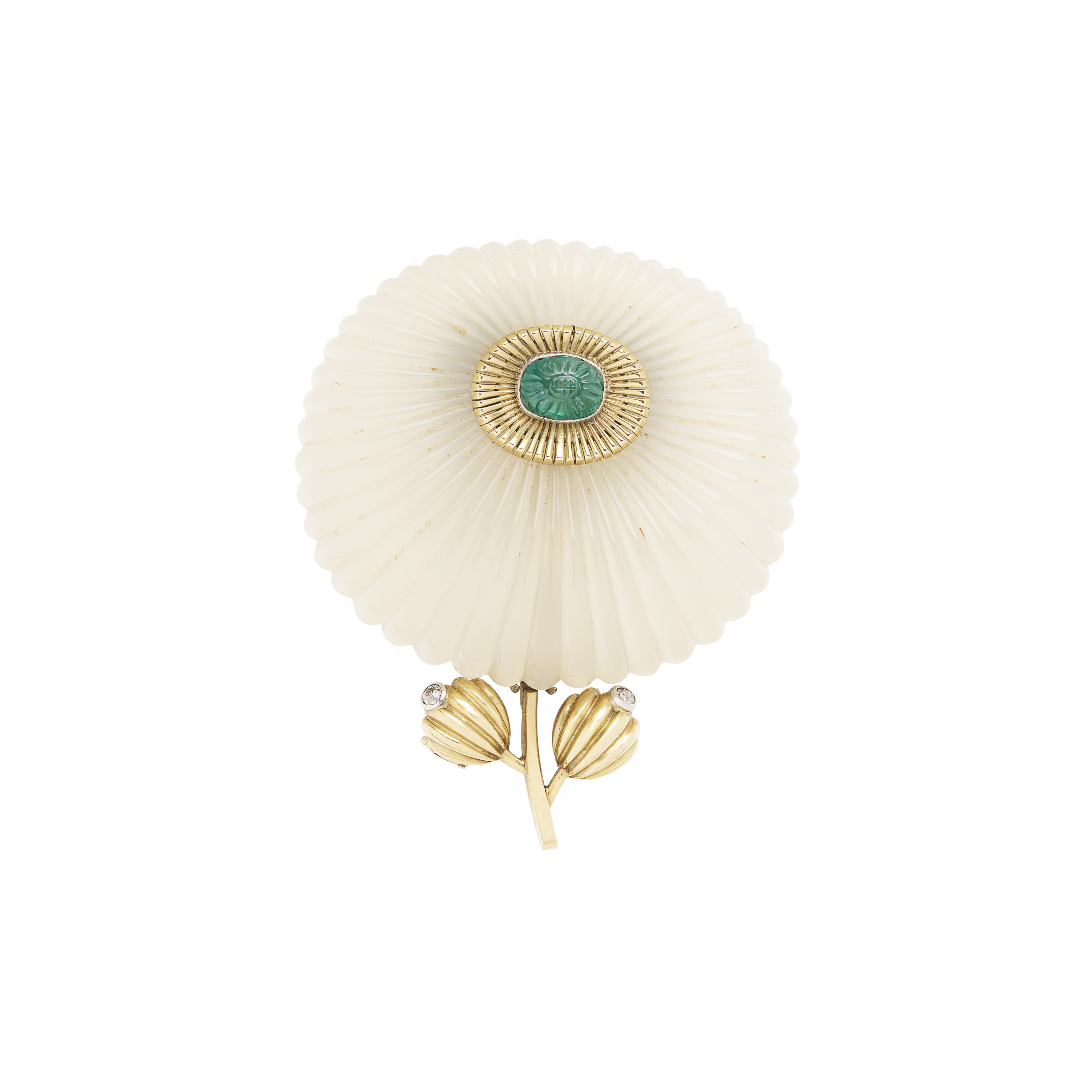 SUZANNE BELPERRON BROCHE CALCÉDOINE, ÉMERAUDE ET DIAMANTS 'FLEUR' image 2