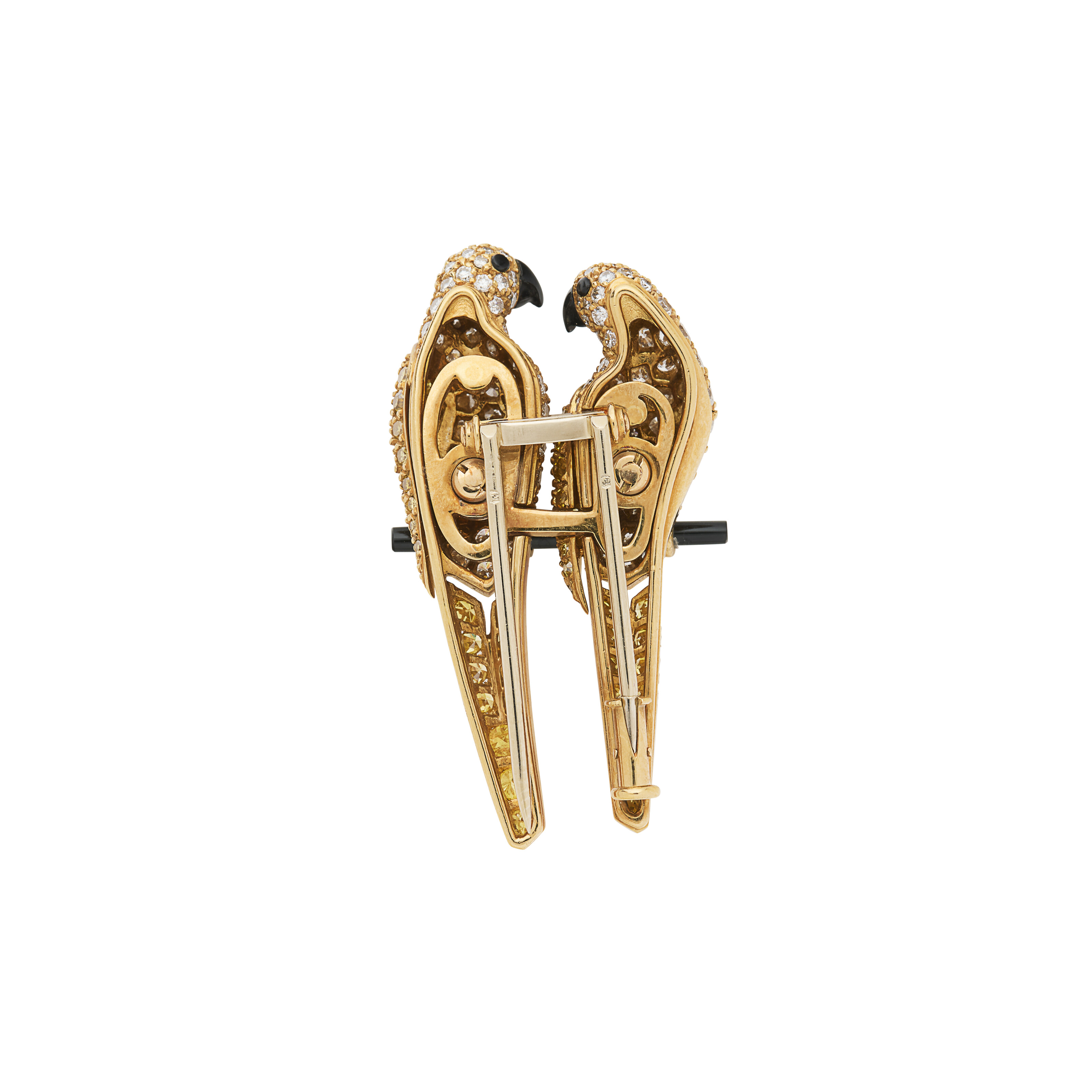 CARTIER BROCHE DIAMANTS DE COULEUR, DIAMANTS ET ONYX 'INSÉPARABLES' image 2