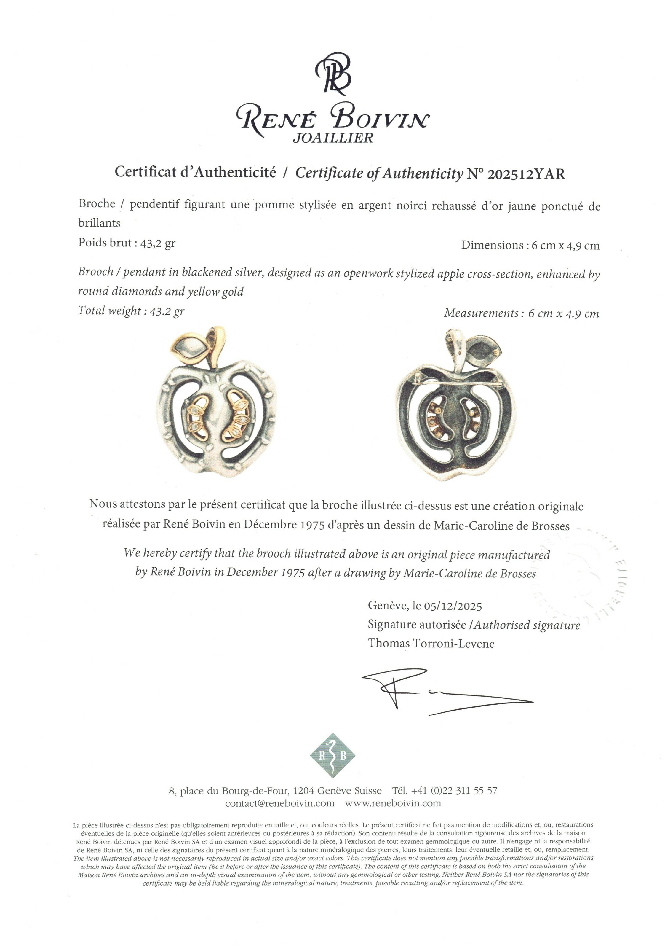 RENÉ BOIVIN BROCHE TRANSFORMABLE EN PENDENTIF DIAMANTS image 4