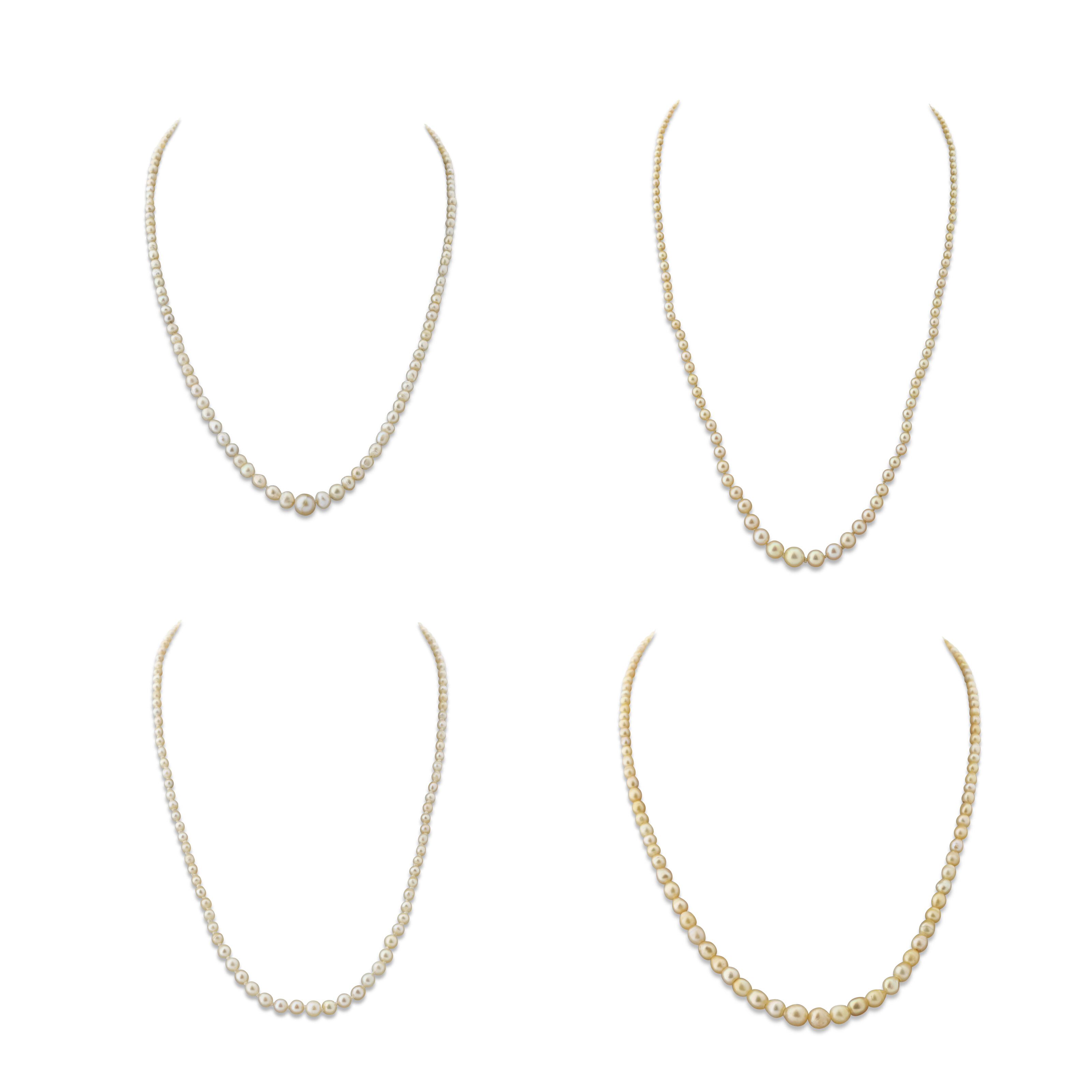 CINQ COLLIERS DE PERLES, ÉMERAUDE ET DIAMANTS