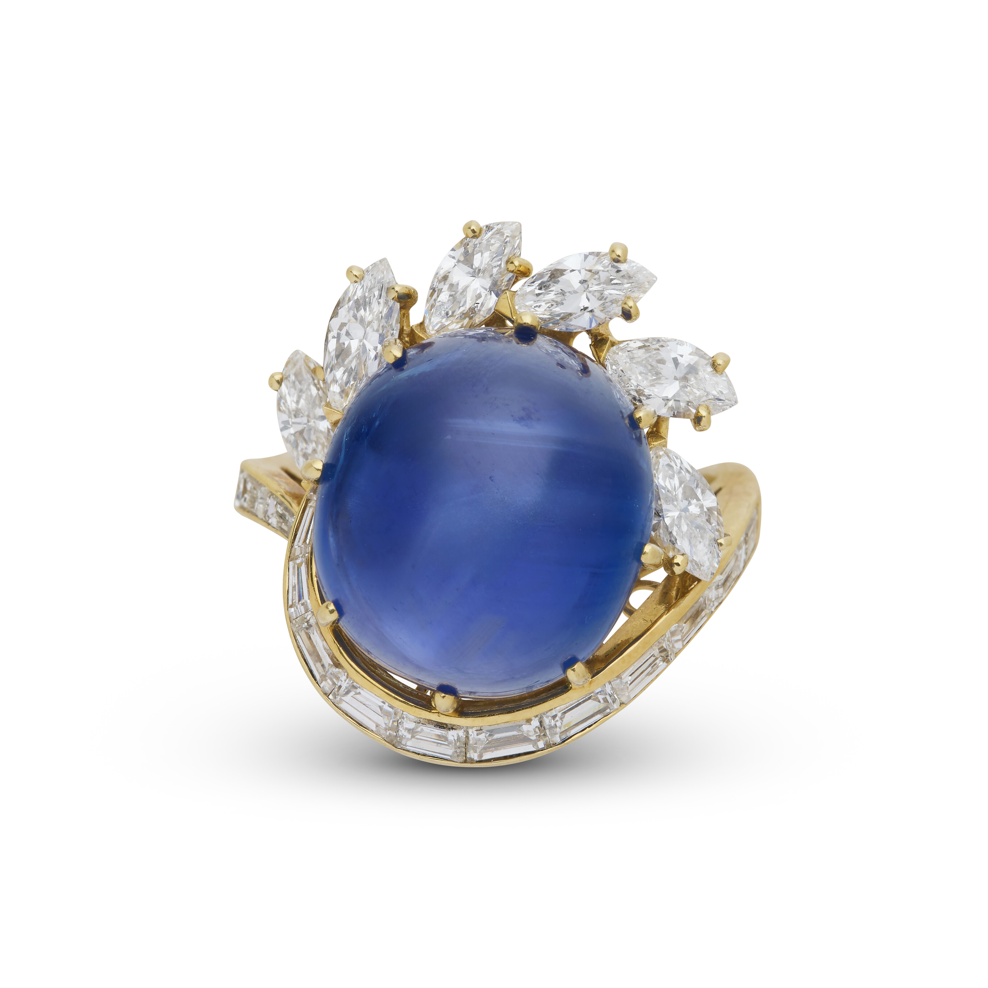 BAGUE SAPHIR ÉTOILE ET DIAMANTS