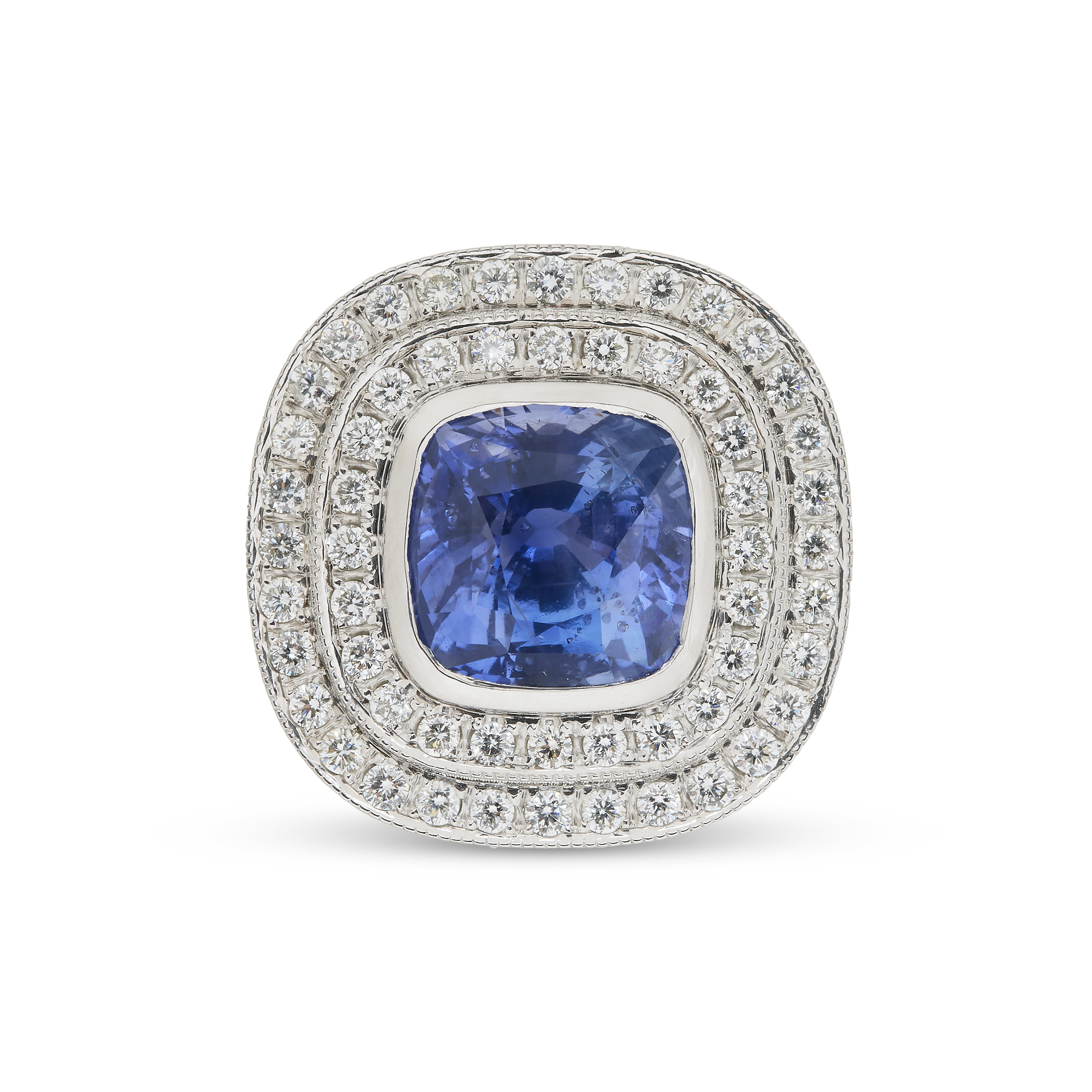 NO RESERVE - BAGUE SAPHIR ET DIAMANTS