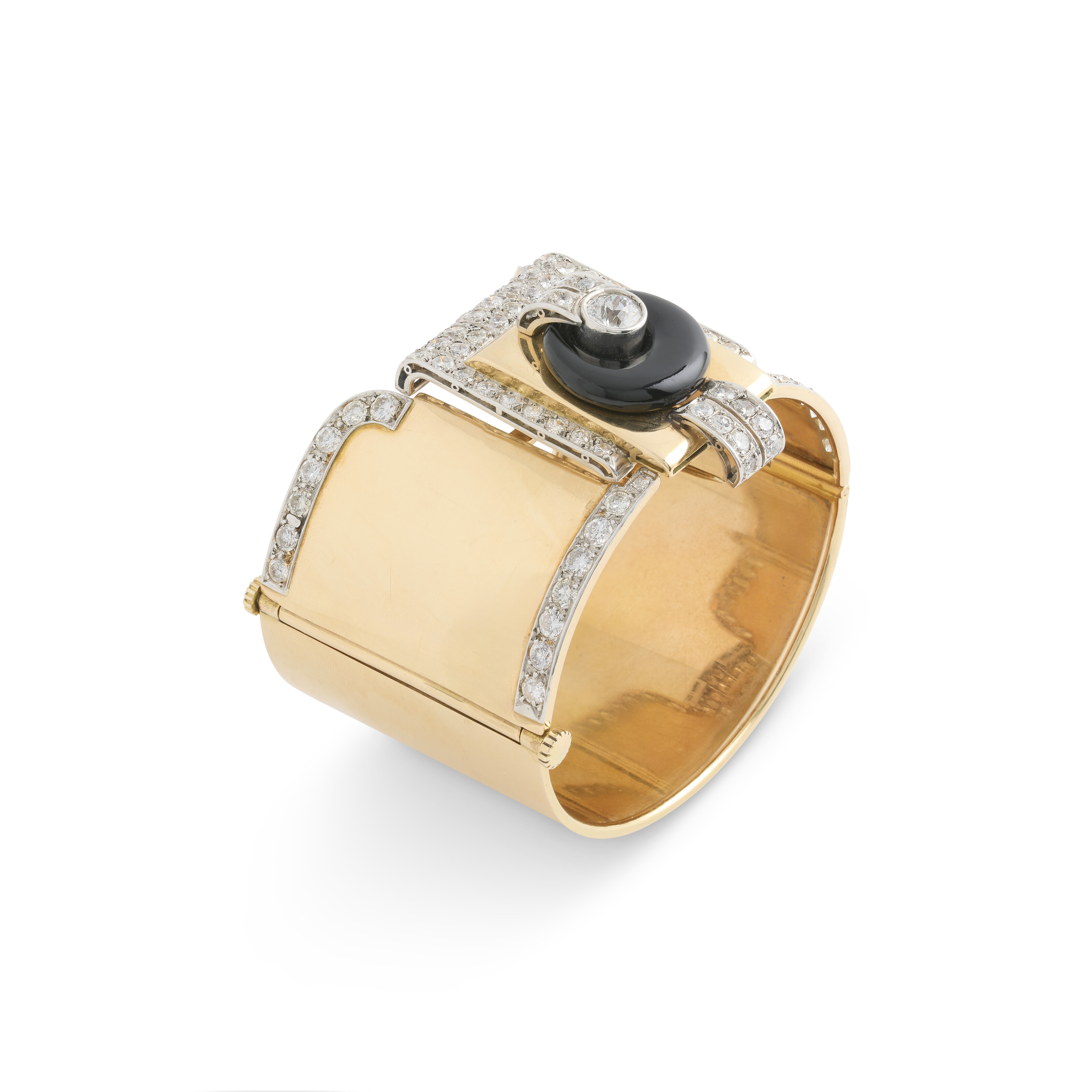 BRACELET MANCHETTE TRANSFORMABLE ACCOMPAGNÉ DE DEUX CLIPS ONYX ET DIAMANTS image 2