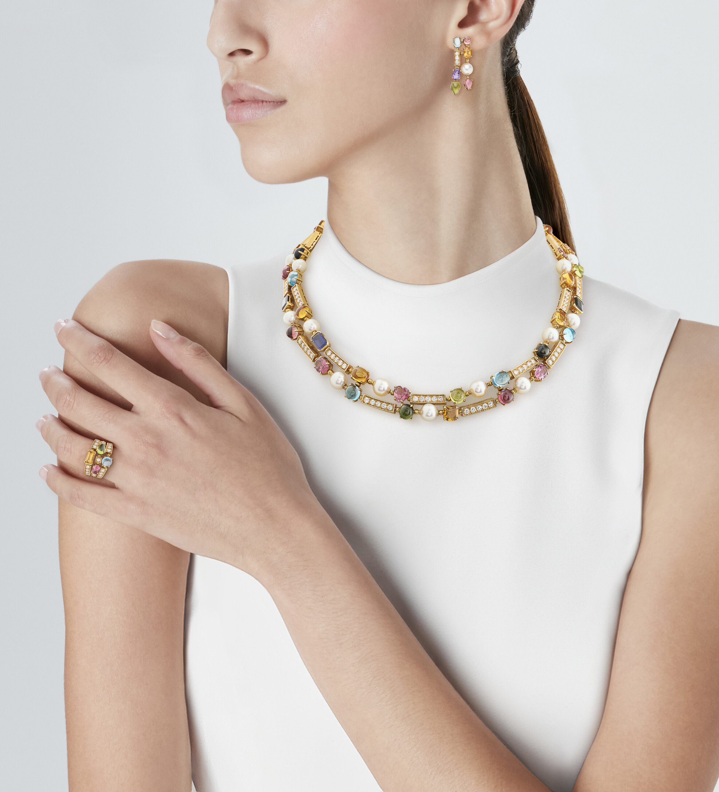 BULGARI PARURE PIERRES DE COULEUR, PERLES DE CULTURE ET DIAMANTS 'ALLEGRA' image 14