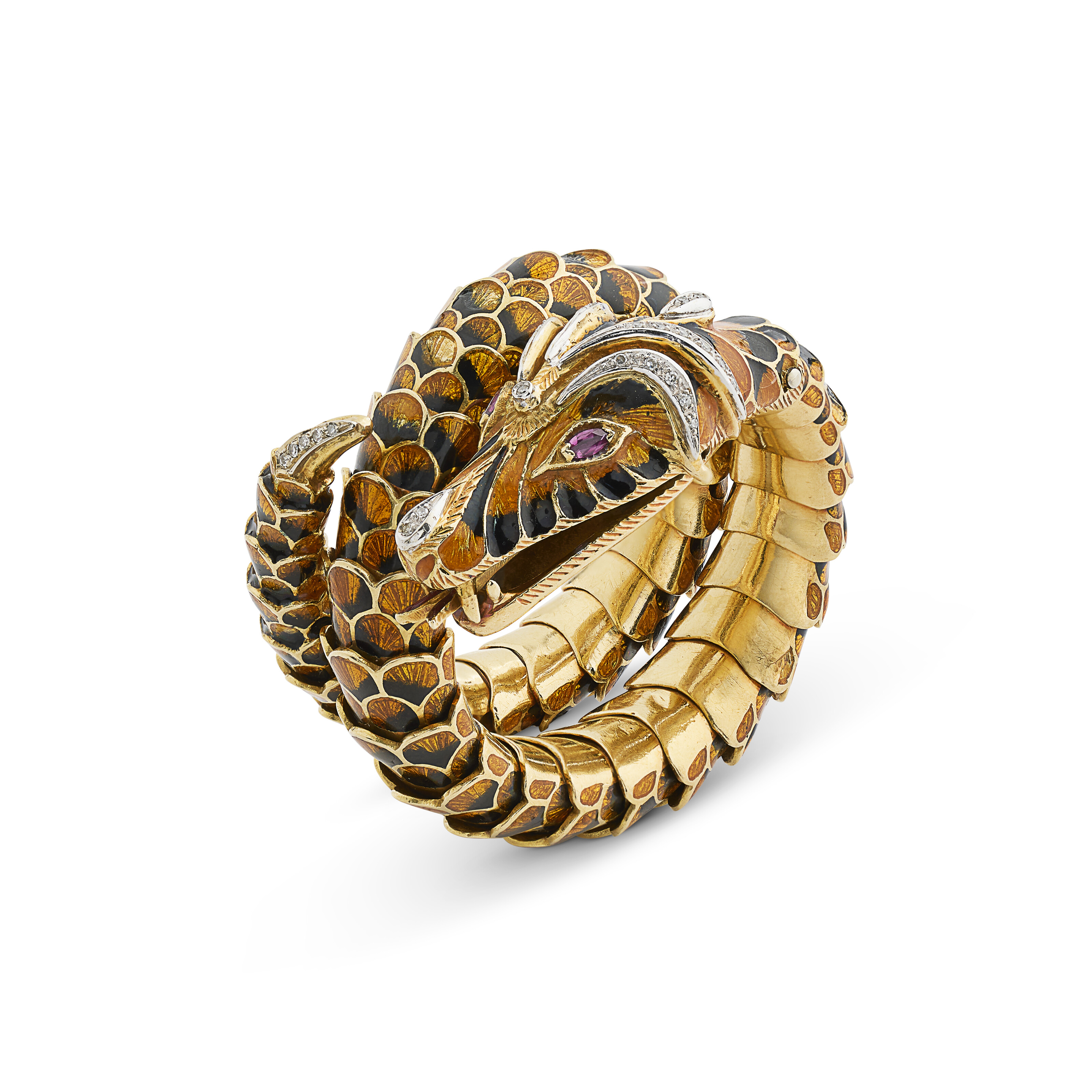 BRACELET ÉMAIL, RUBIS ET DIAMANTS