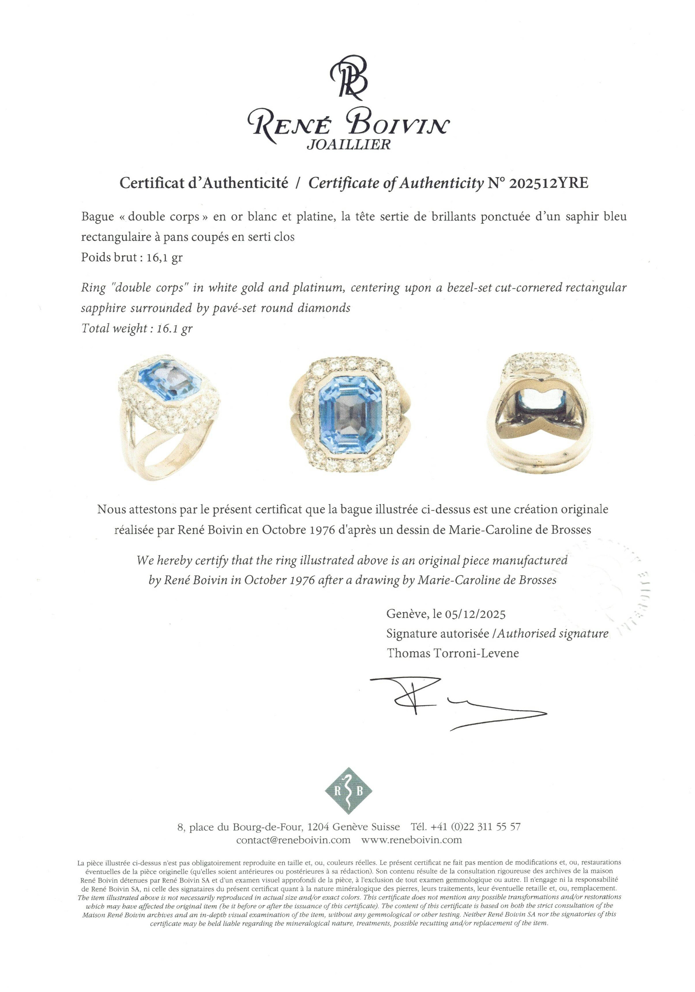 RENÉ BOIVIN BAGUE SAPHIR ET DIAMANTS 'DOUBLE CORPS' image 7