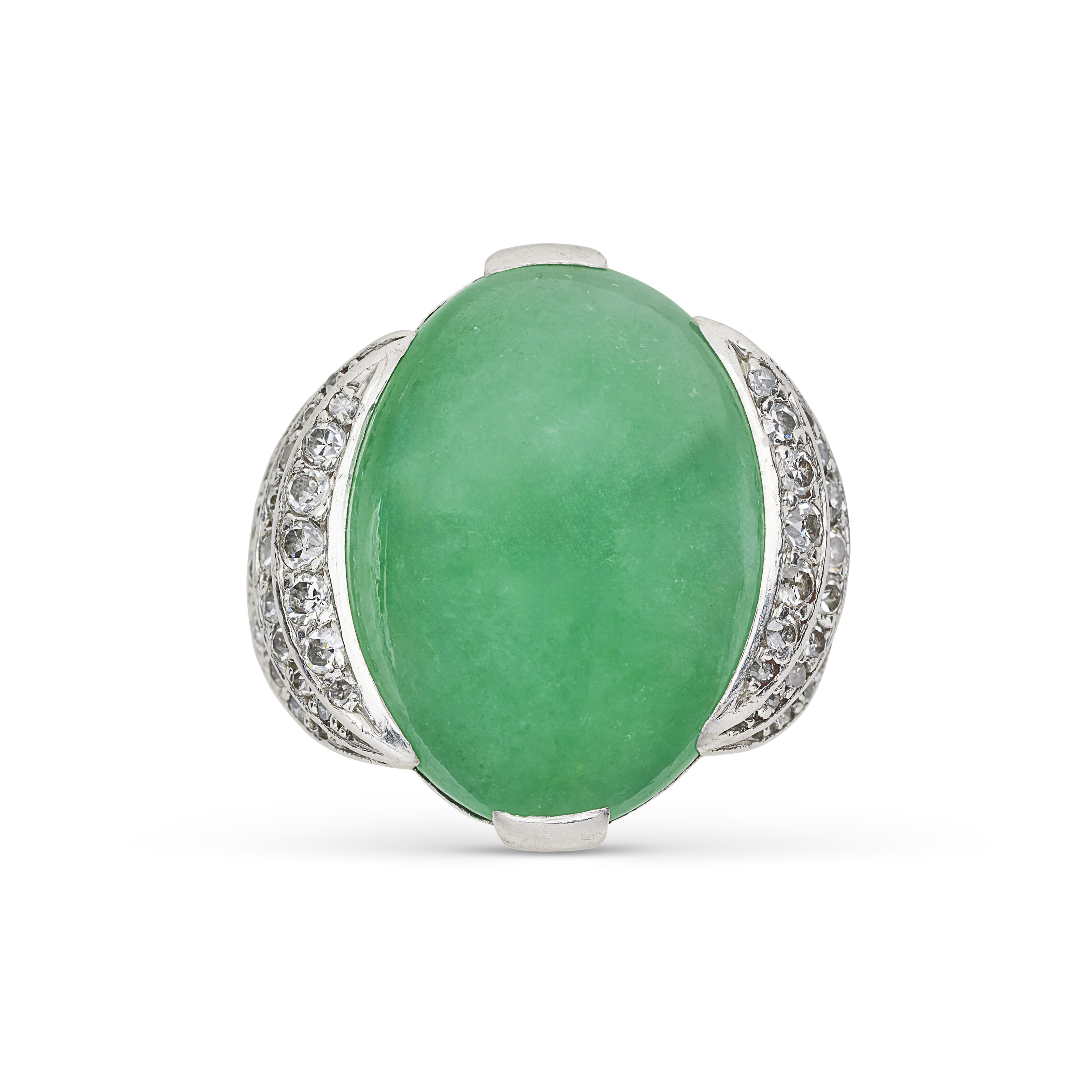 RAYMOND TEMPLIER BAGUE ART DÉCO JADÉITE ET DIAMANTS image 2