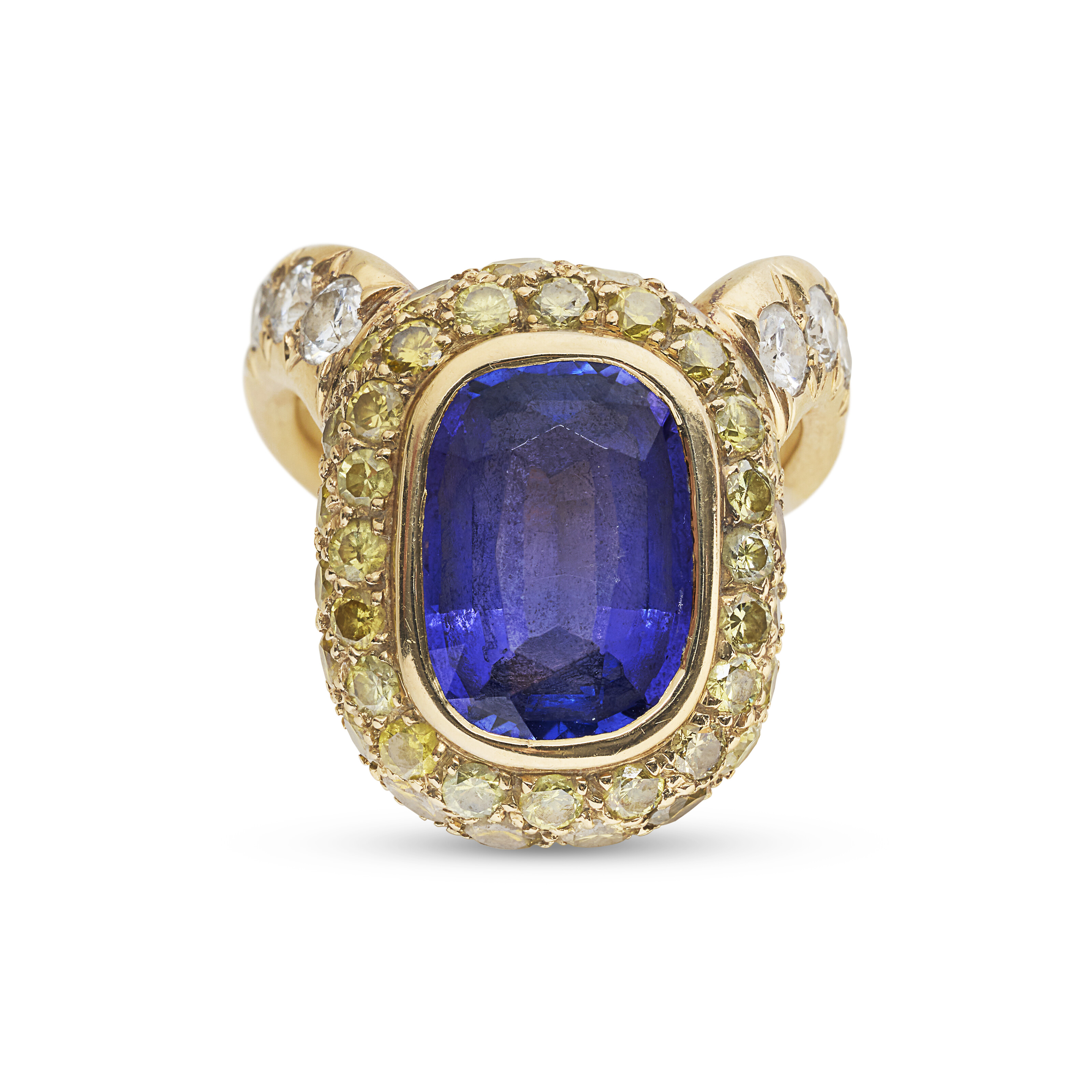 RENÉ BOIVIN BAGUE TANZANITE, DIAMANTS DE COULEUR ET DIAMANTS 'DÉCALÉE' image 2
