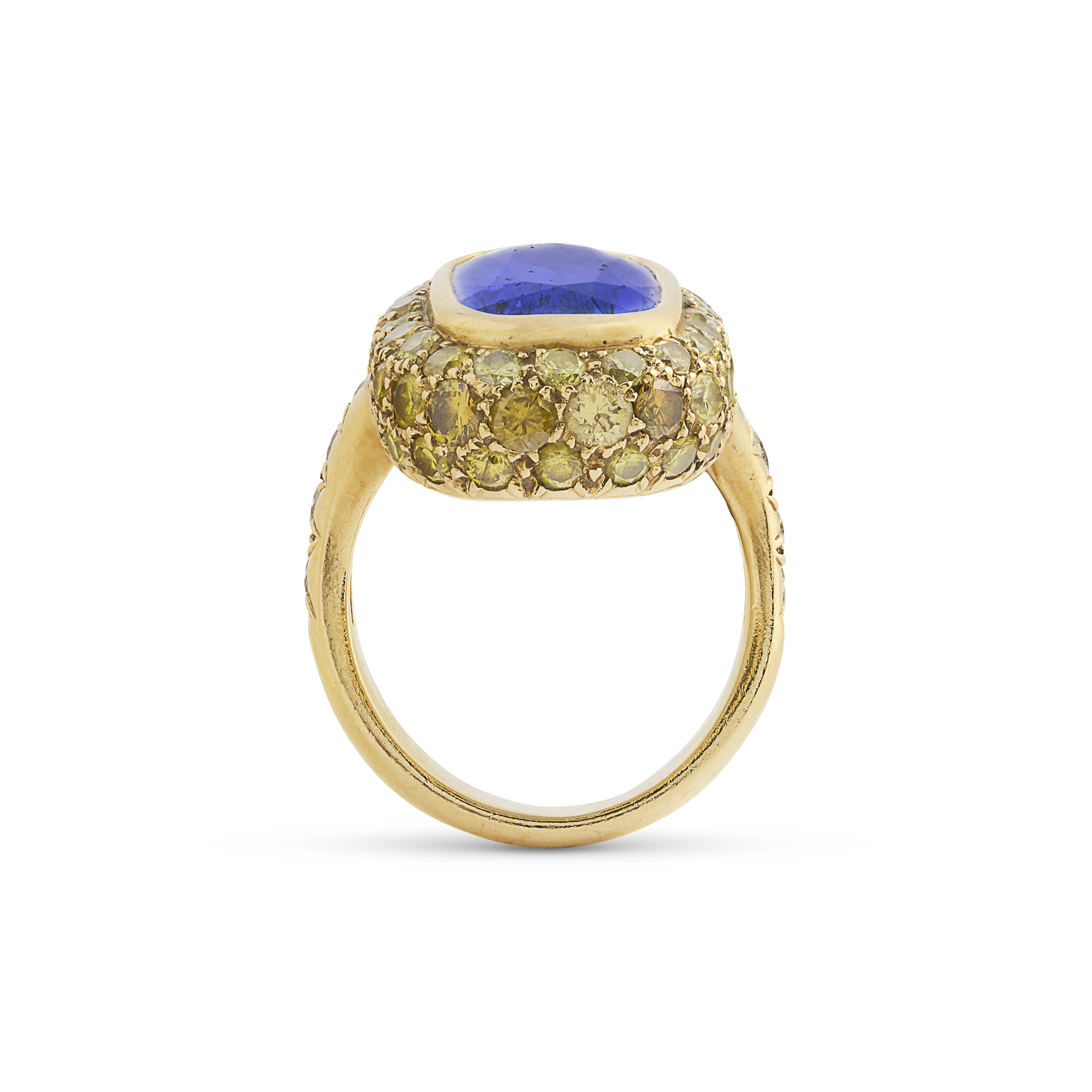 RENÉ BOIVIN BAGUE TANZANITE, DIAMANTS DE COULEUR ET DIAMANTS 'DÉCALÉE' image 4