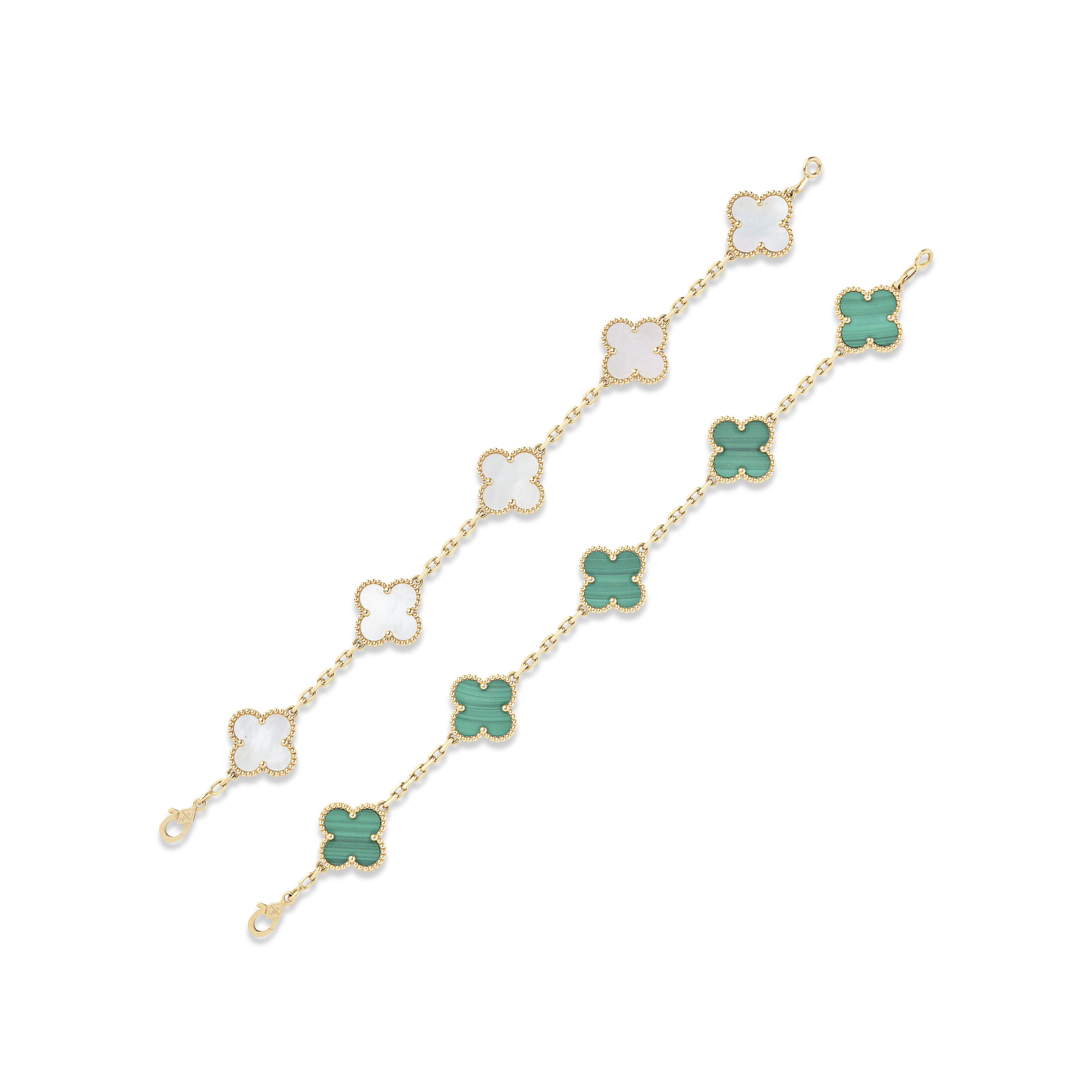 VAN CLEEF & ARPELS DEUX BRACELETS MALACHITE ET NACRE ‘ALHAMBRA’ image 2