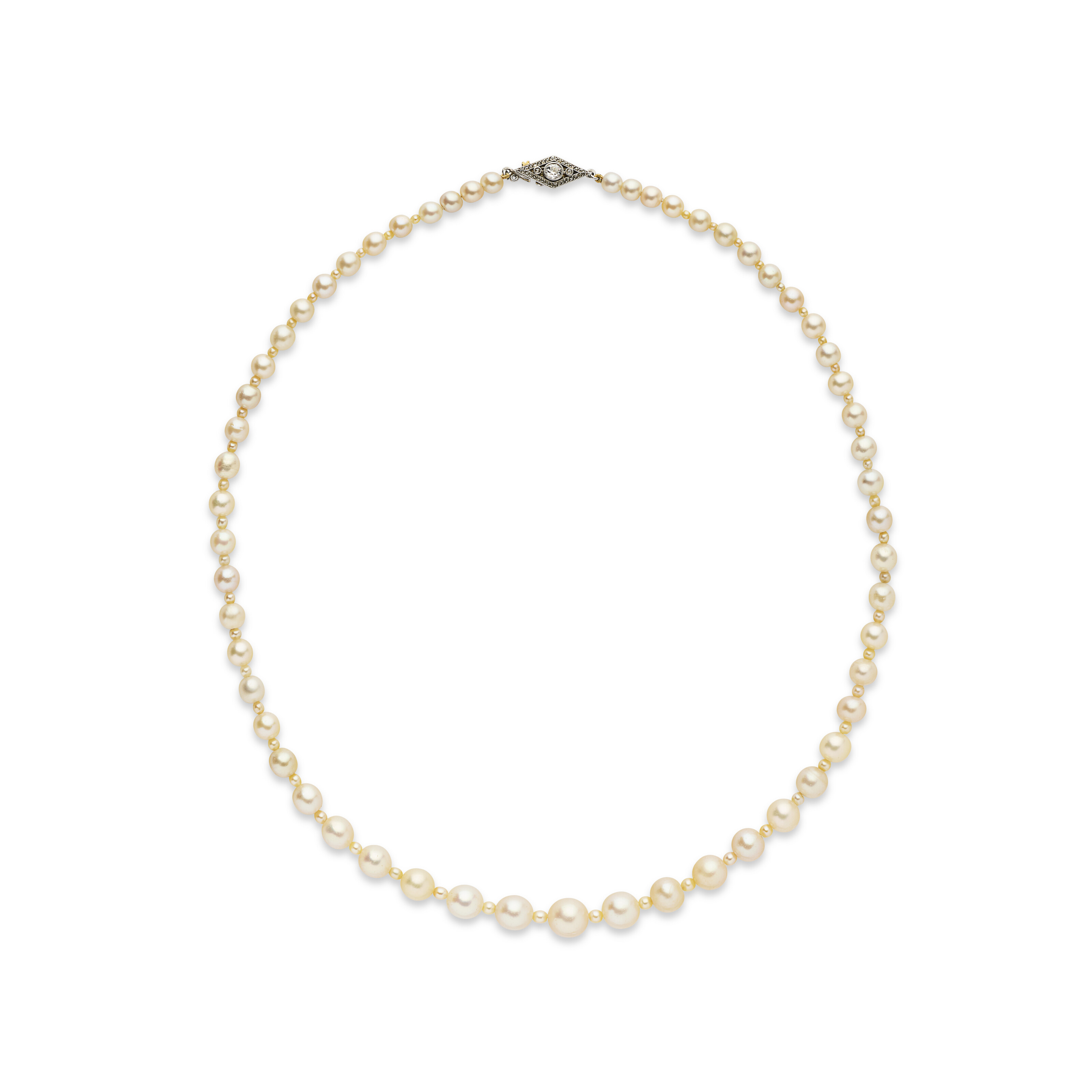 COLLIER 104 PERLES FINES, 3 PERLES DE CULTURE ET DIAMANTS image 3