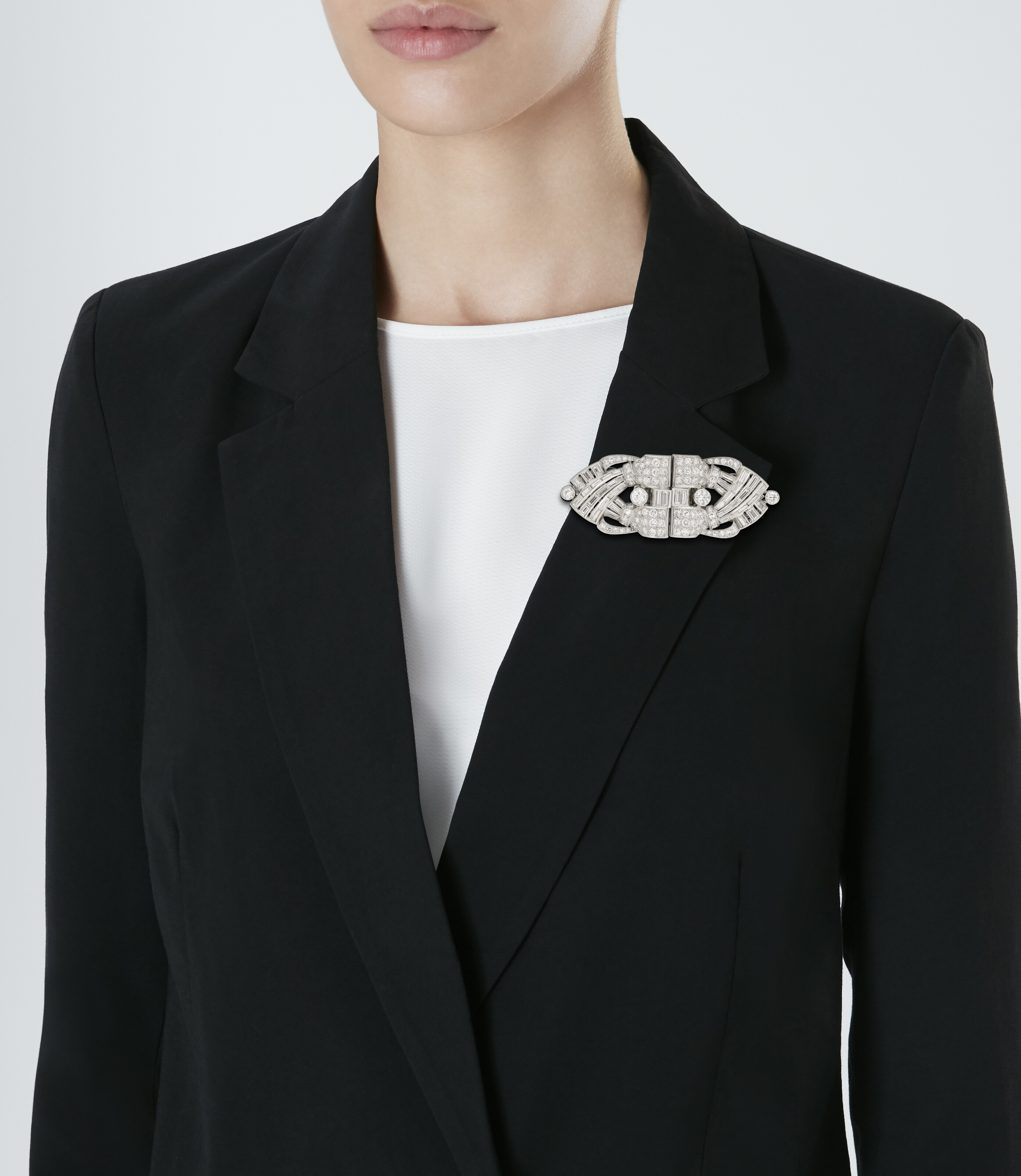 NO RESERVE - BROCHE DOUBLE-CLIP DIAMANTS image 3