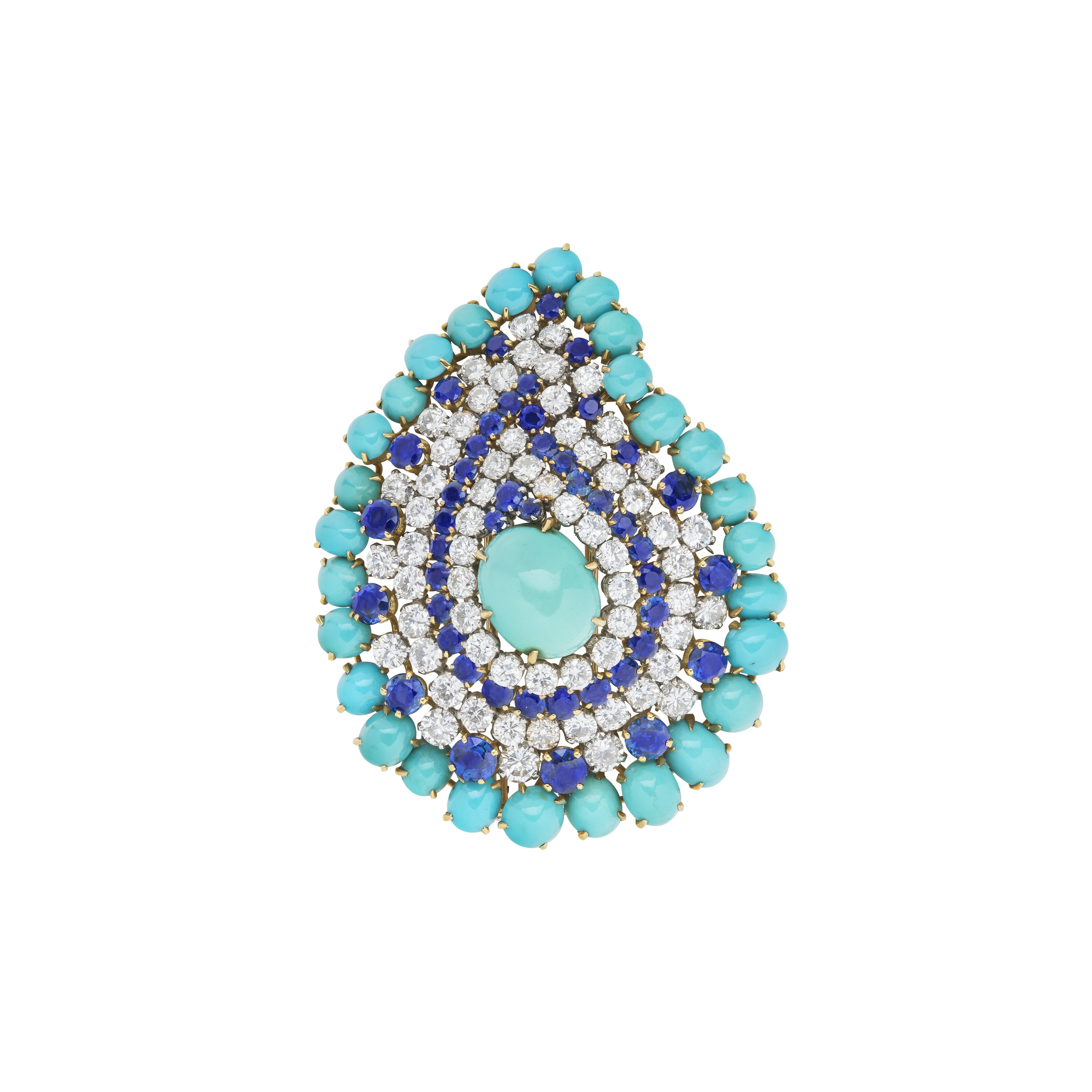 DEMI PARURE TURQUOISES, SAPHIRS ET DIAMANTS image 2