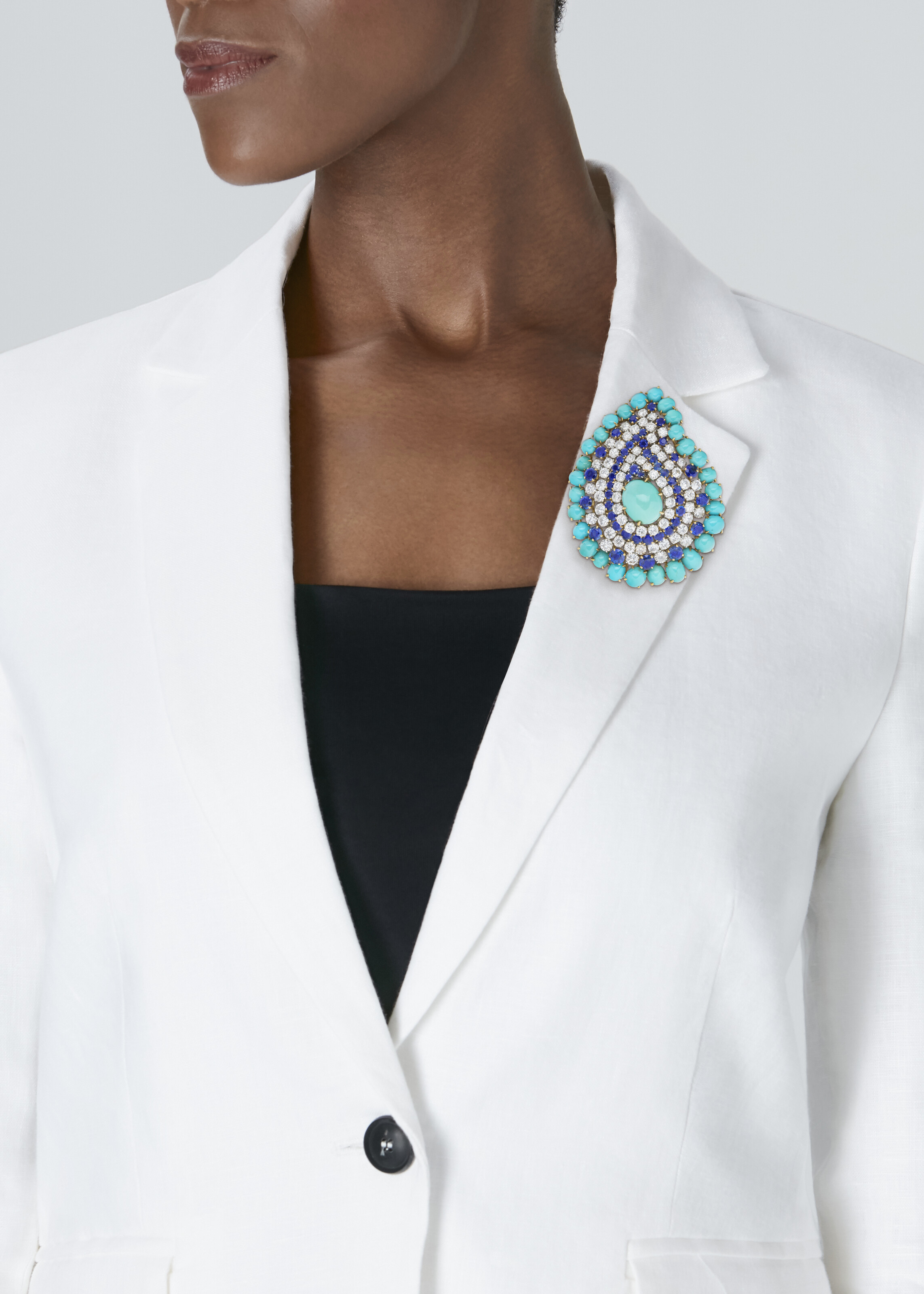 DEMI PARURE TURQUOISES, SAPHIRS ET DIAMANTS image 6