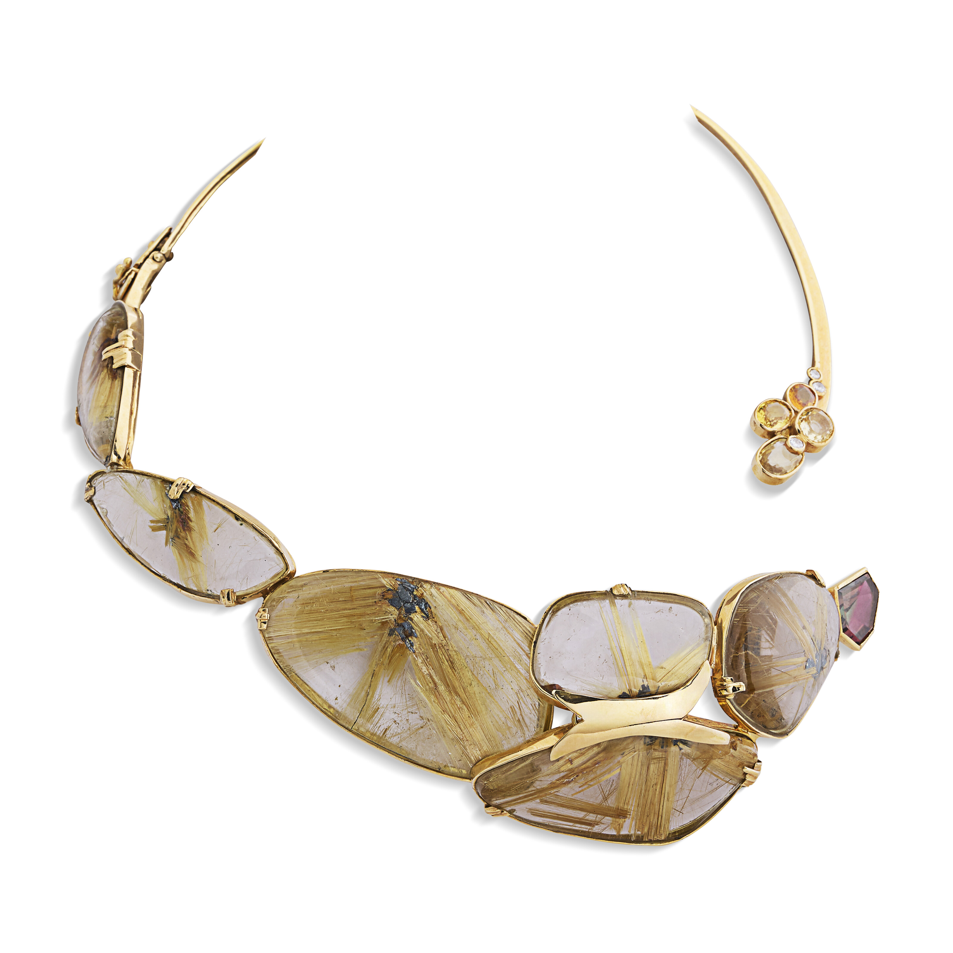 NO RESERVE - JEAN VENDOME COLLIER QUARTZ RUTILE, SAPHIRS DE COULEUR, TOURMALINE ET DIAMANTS image 2