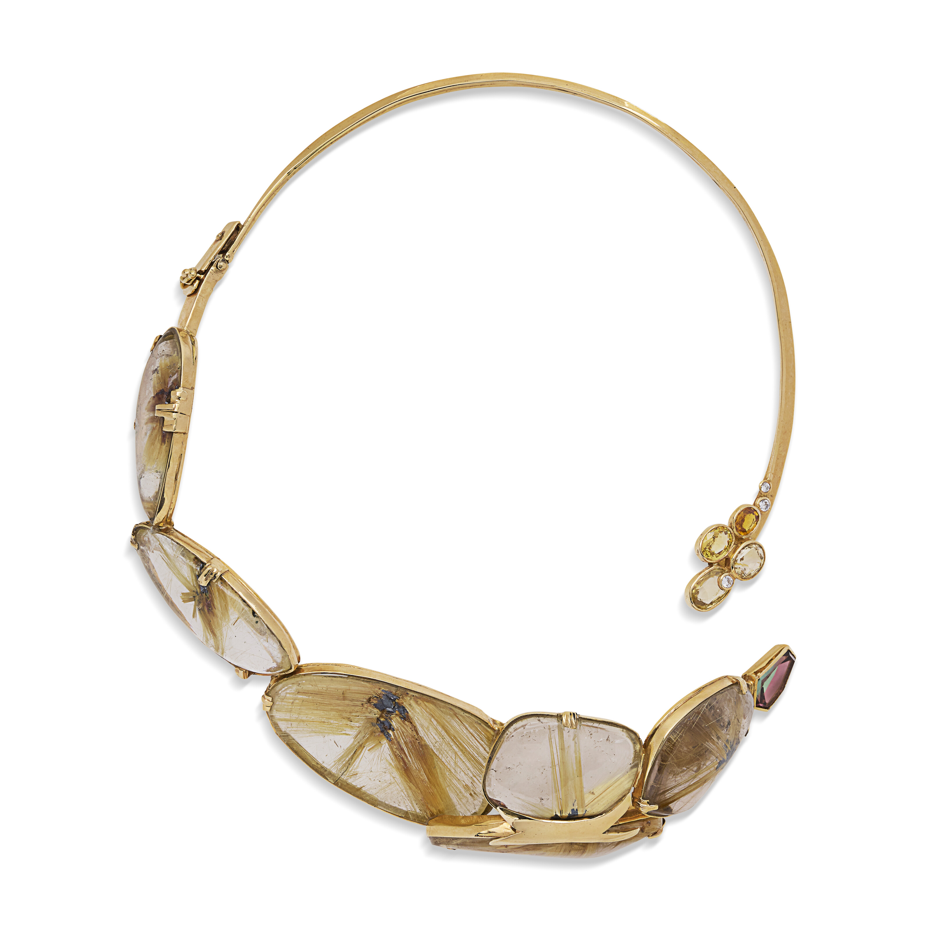 NO RESERVE - JEAN VENDOME COLLIER QUARTZ RUTILE, SAPHIRS DE COULEUR, TOURMALINE ET DIAMANTS image 3