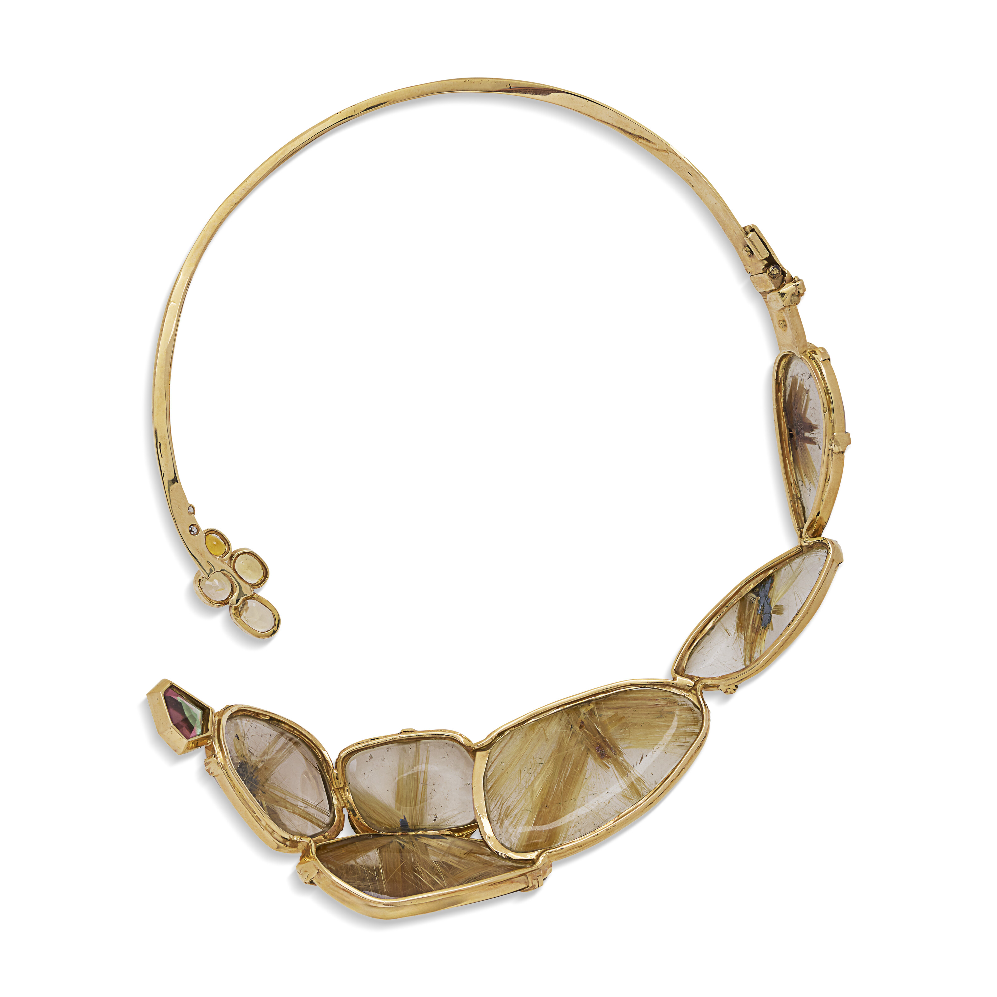 NO RESERVE - JEAN VENDOME COLLIER QUARTZ RUTILE, SAPHIRS DE COULEUR, TOURMALINE ET DIAMANTS image 4