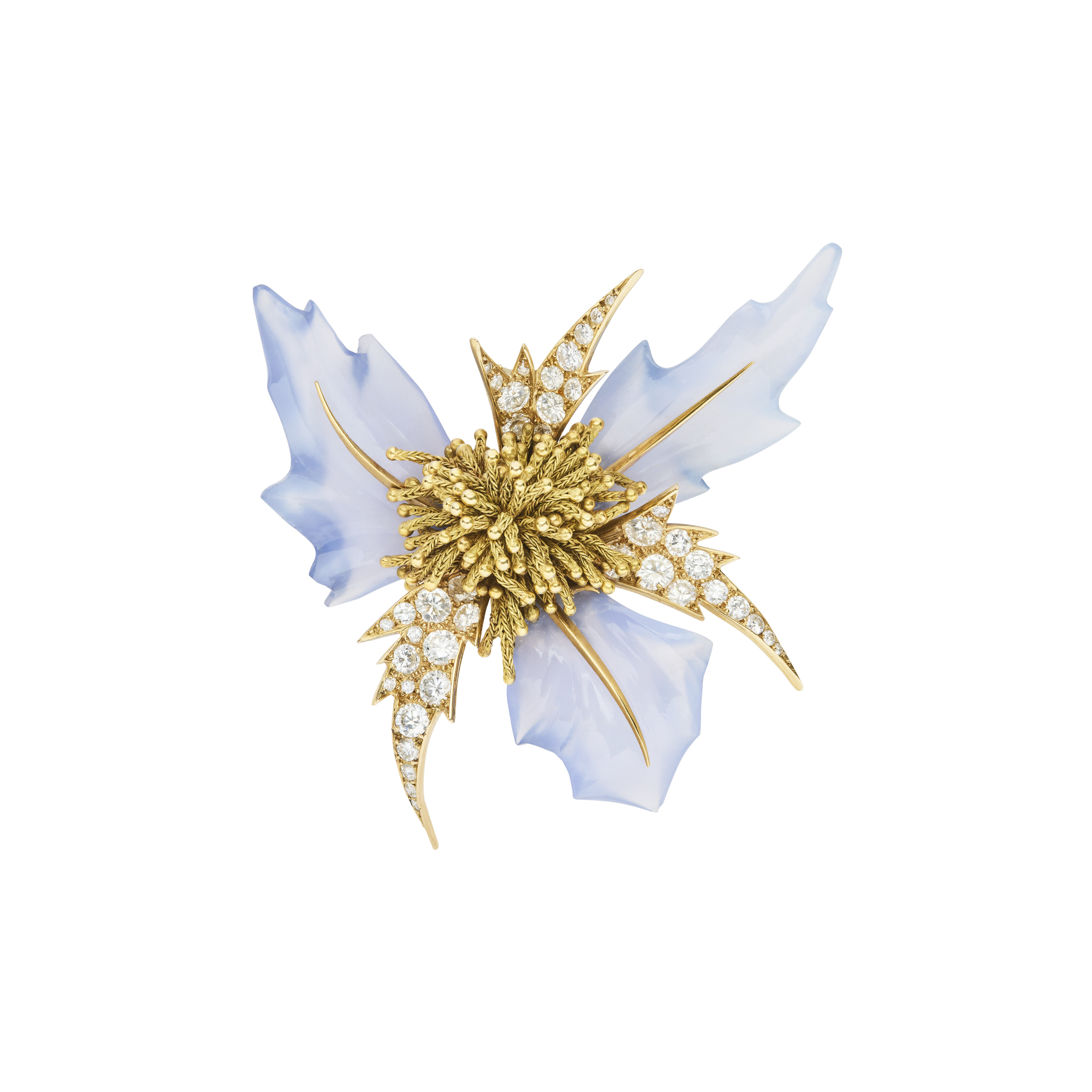 STERLÉ BROCHE CALCÉDOINE ET DIAMANTS